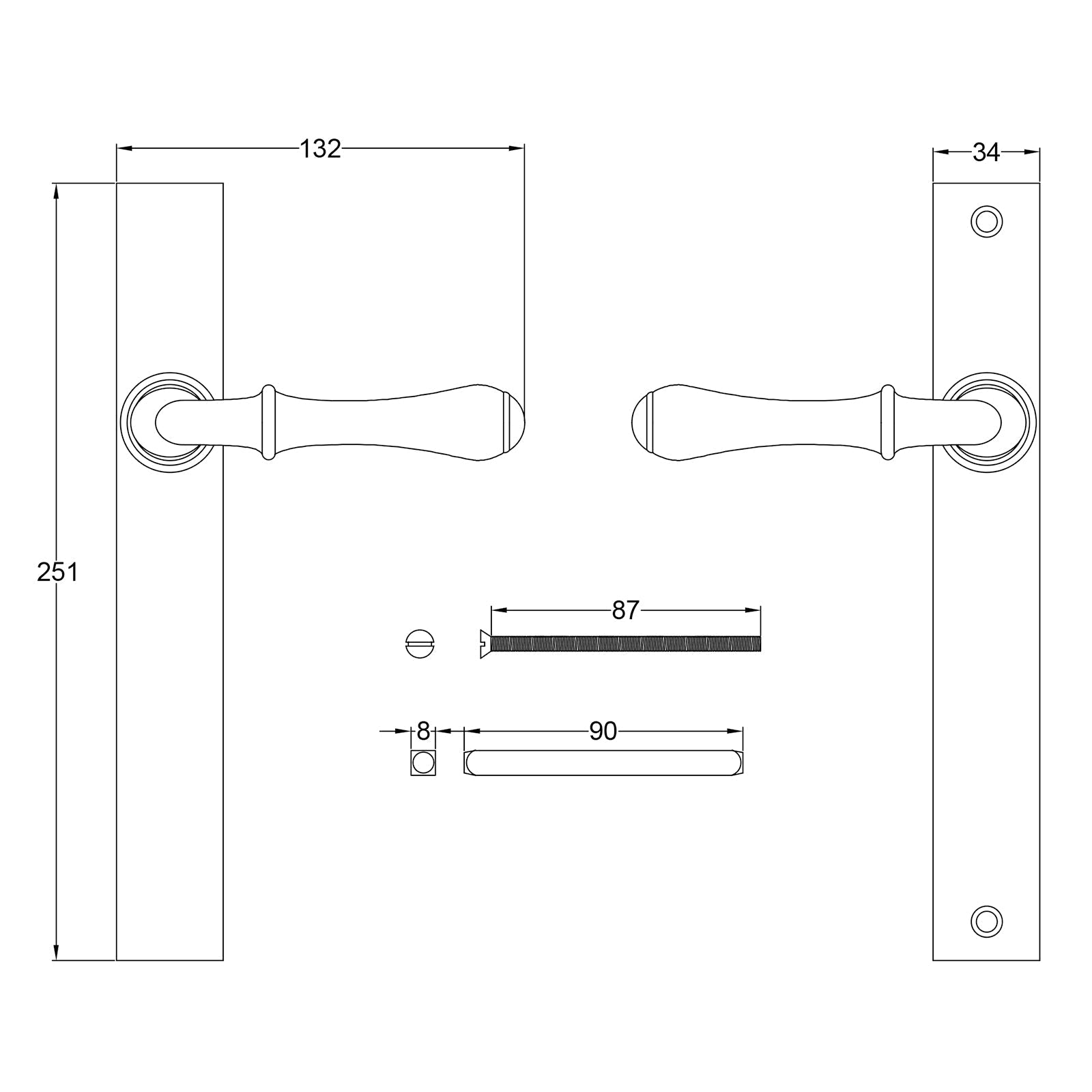 Derwent Pewter Multipoint Door Handles Latch Plate SHOW