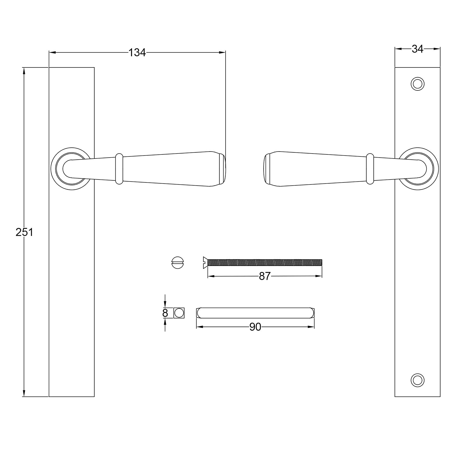 Fenwick Pewter Multipoint Door Handles latchplate SHOW