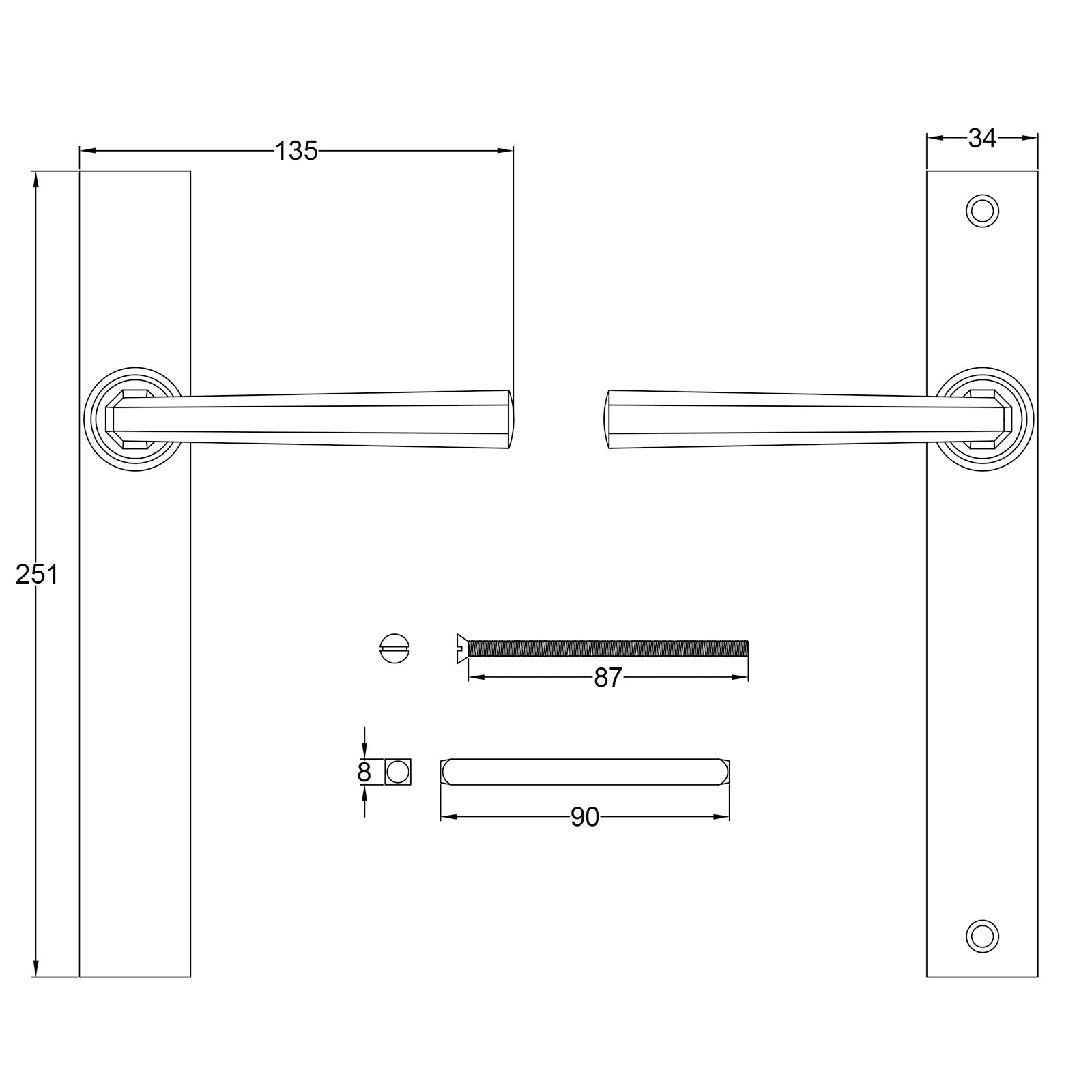 Tunstall Pewter Multipoint Door Handles JPEG Drawing SHOW