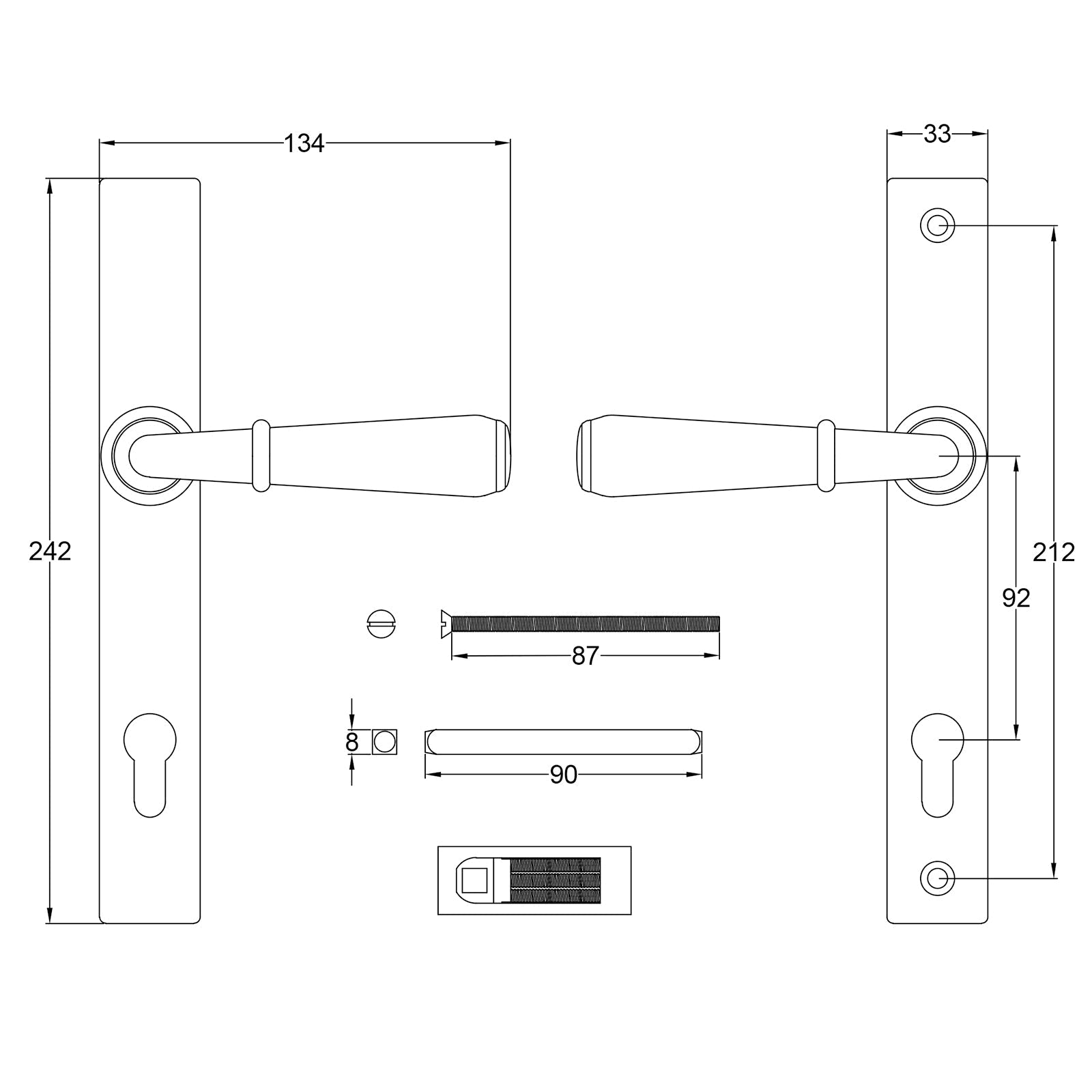 Fenwick Pewter Multipoint Door Handles Entry Sprung SHOW