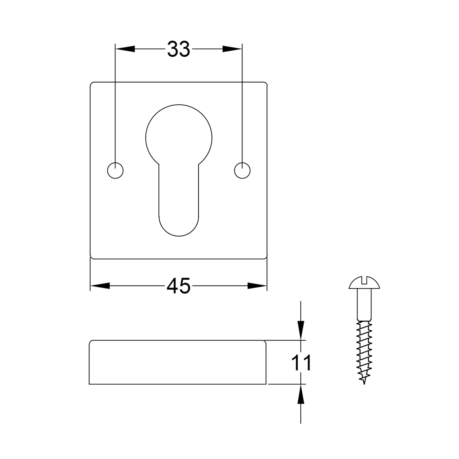 Pewter Square Uncovered Escutcheons Euro Profile JPEG Drawing SHOW