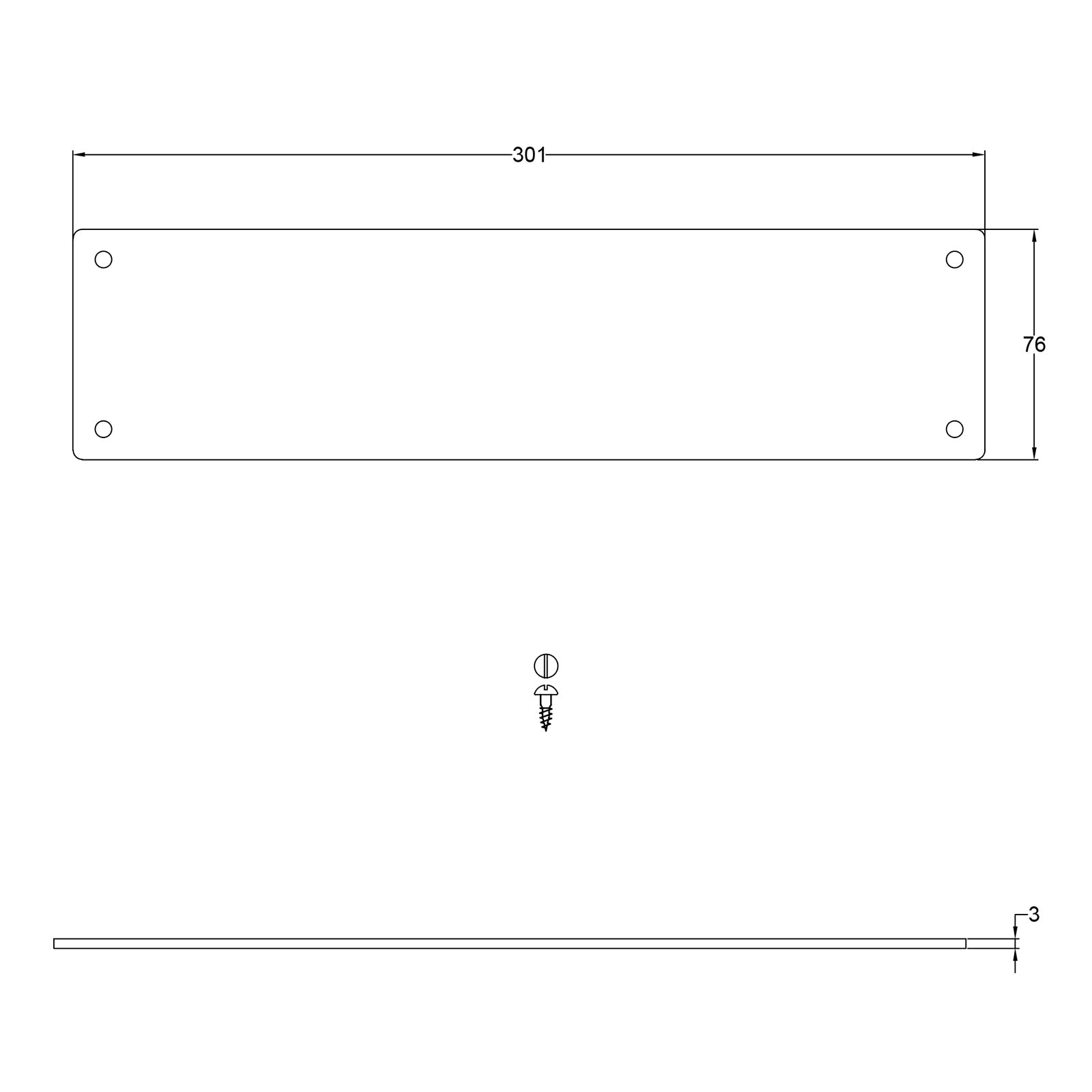 push plate with Armor-Coat¬Æ dimension drawing SHOW