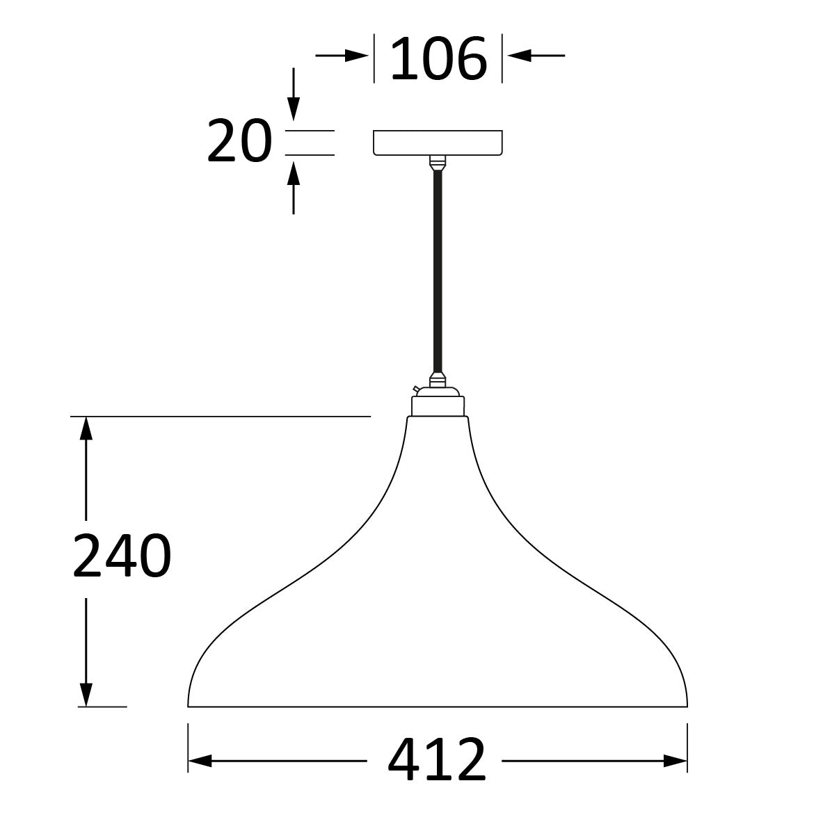 SHOW Technical Drawing of Frankley Ceiling Light in Elan Black