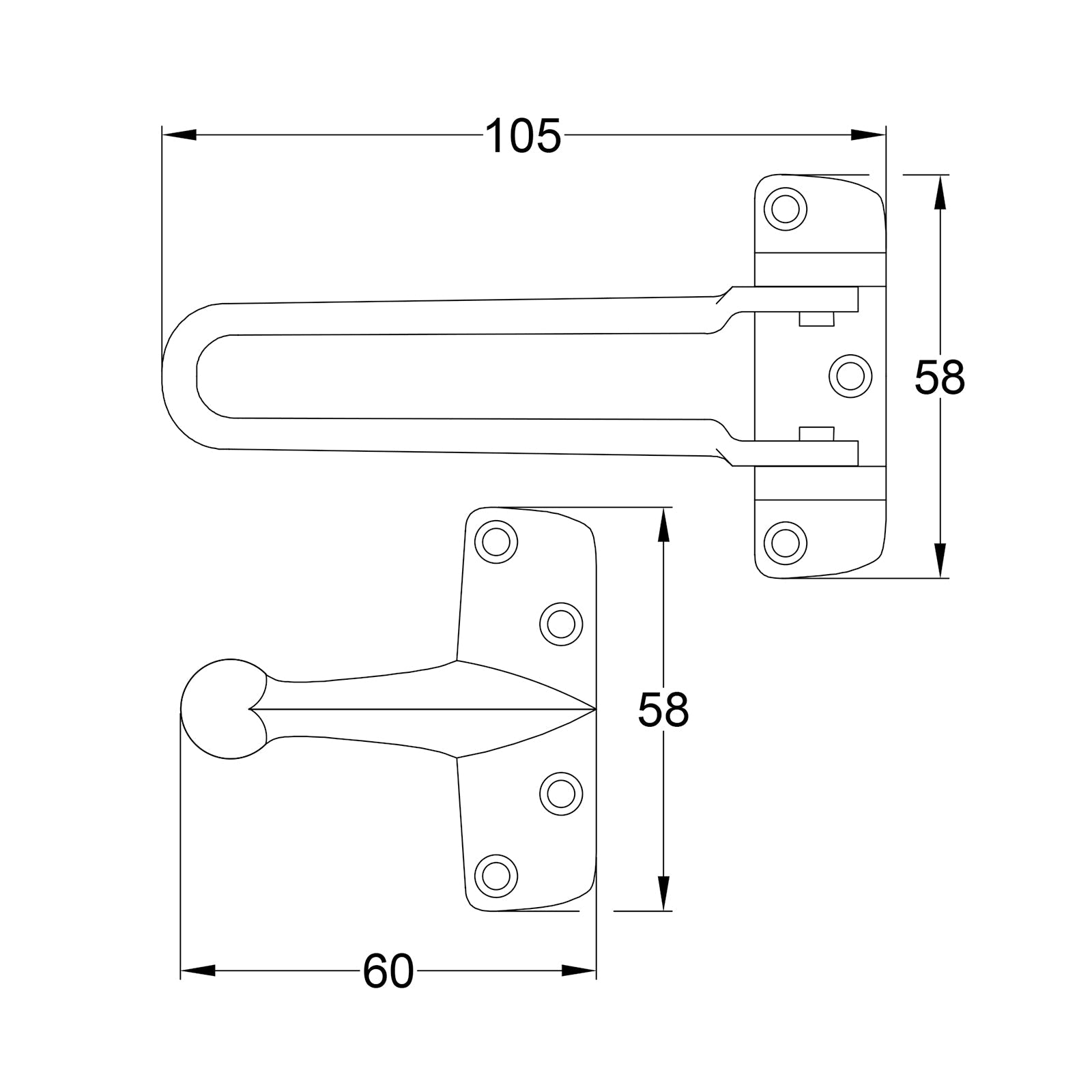 SHOW Technical Drawing of security door guard