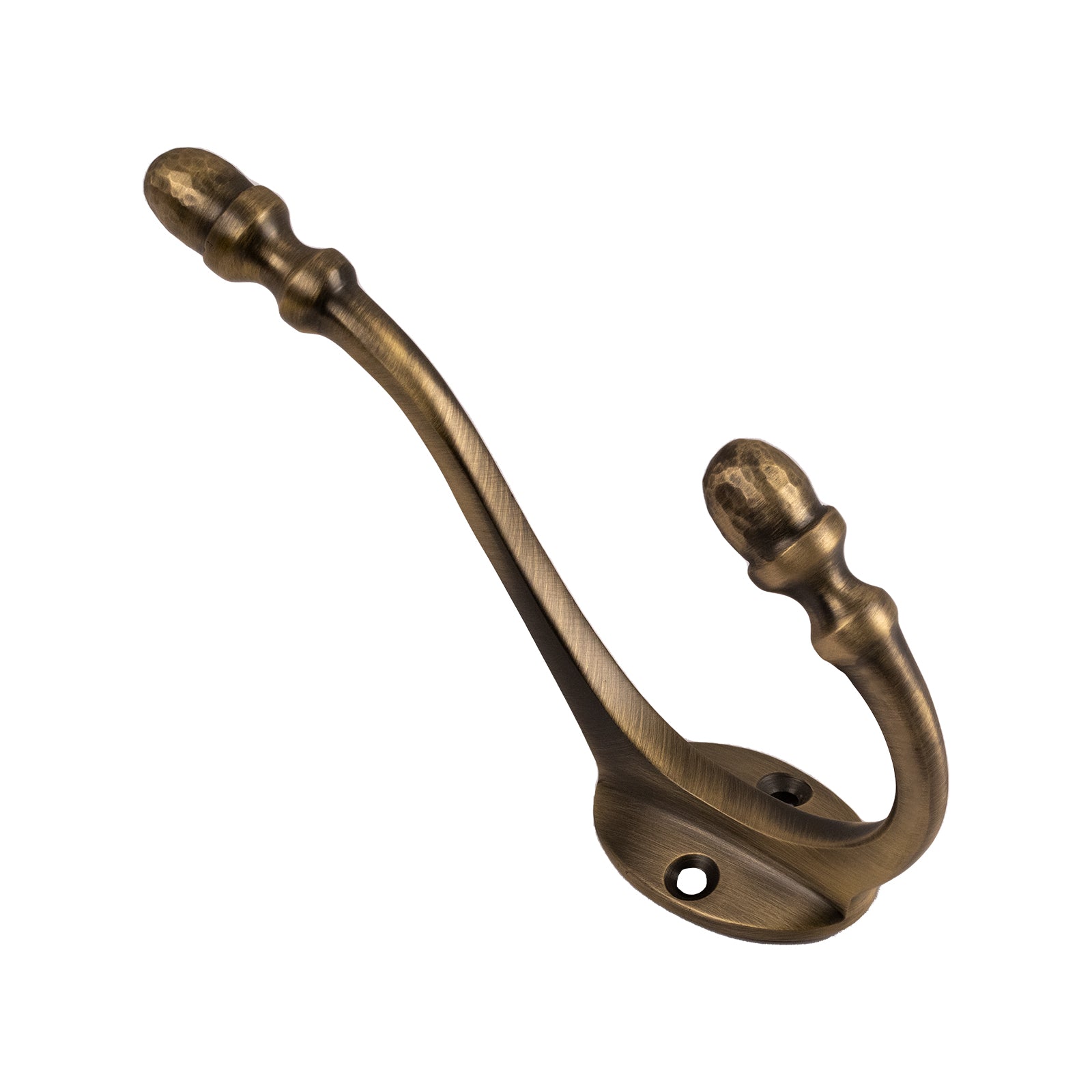 Acorn Coat Hook Antique Brass, Hammered Finish