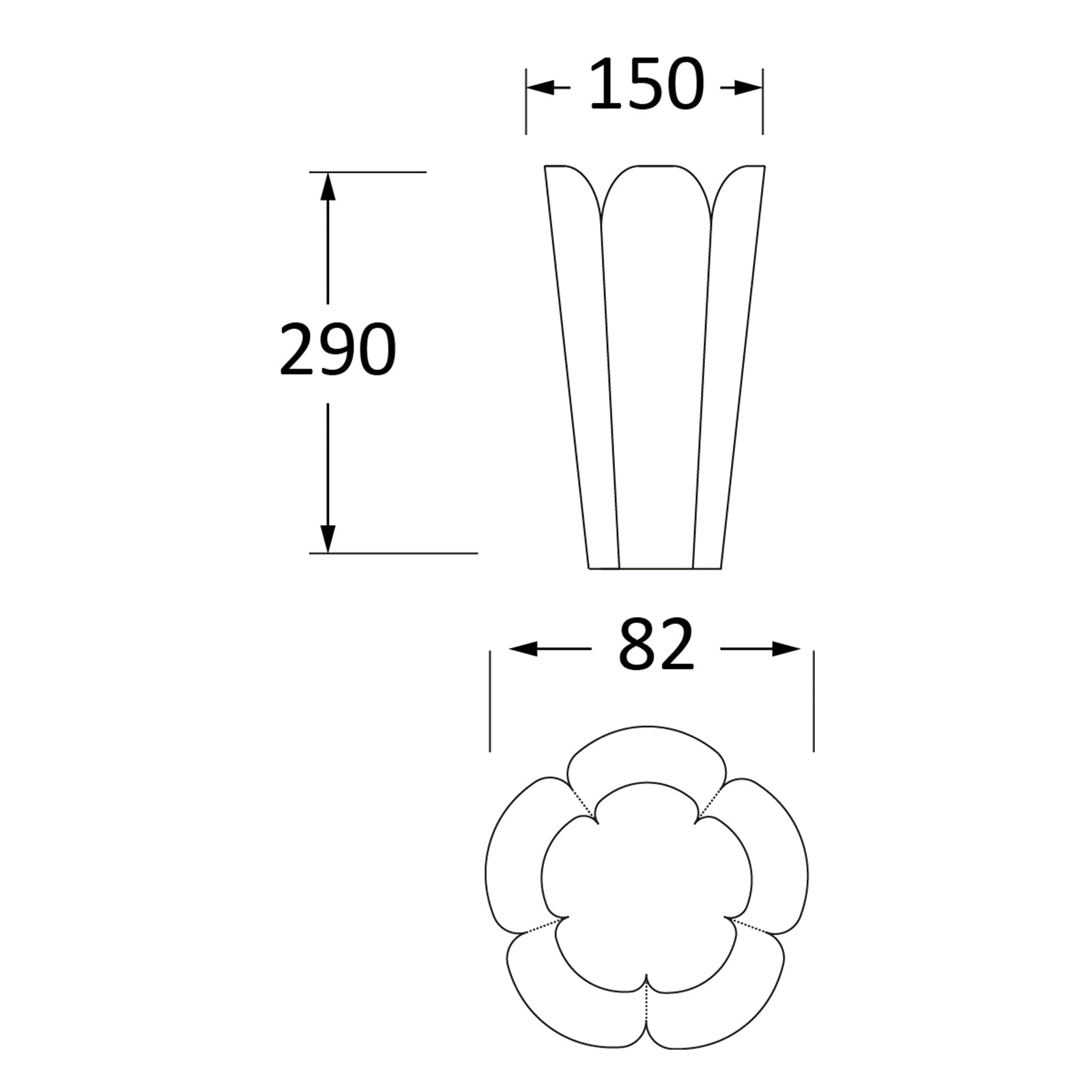 SHOW Techincal Dimensions of Flora Vase