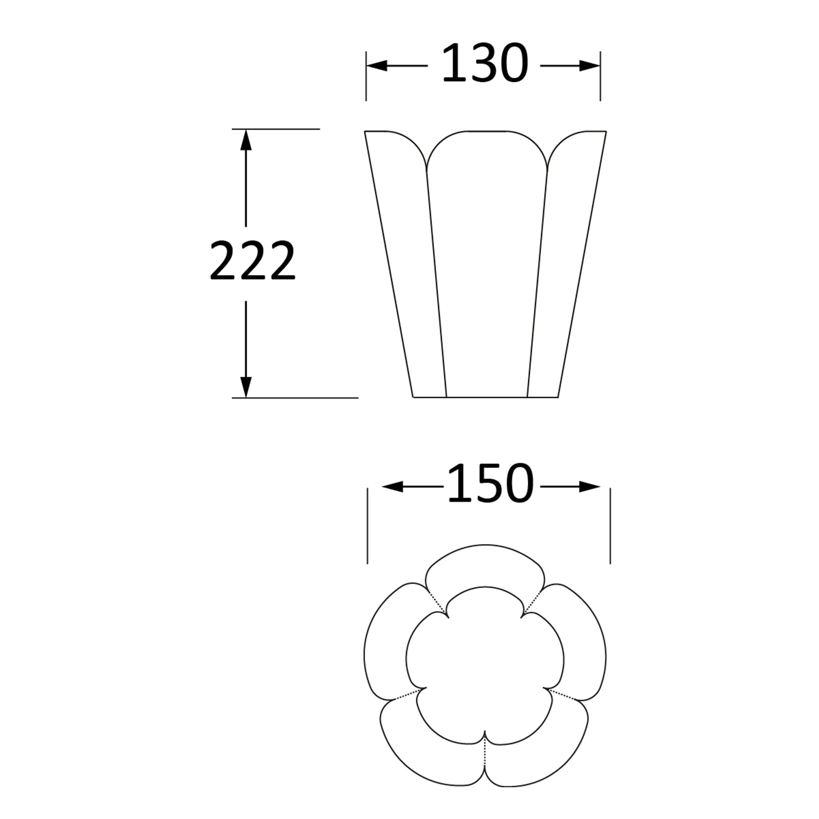 SHOW Techincal Dimensions of Large Flora Pot