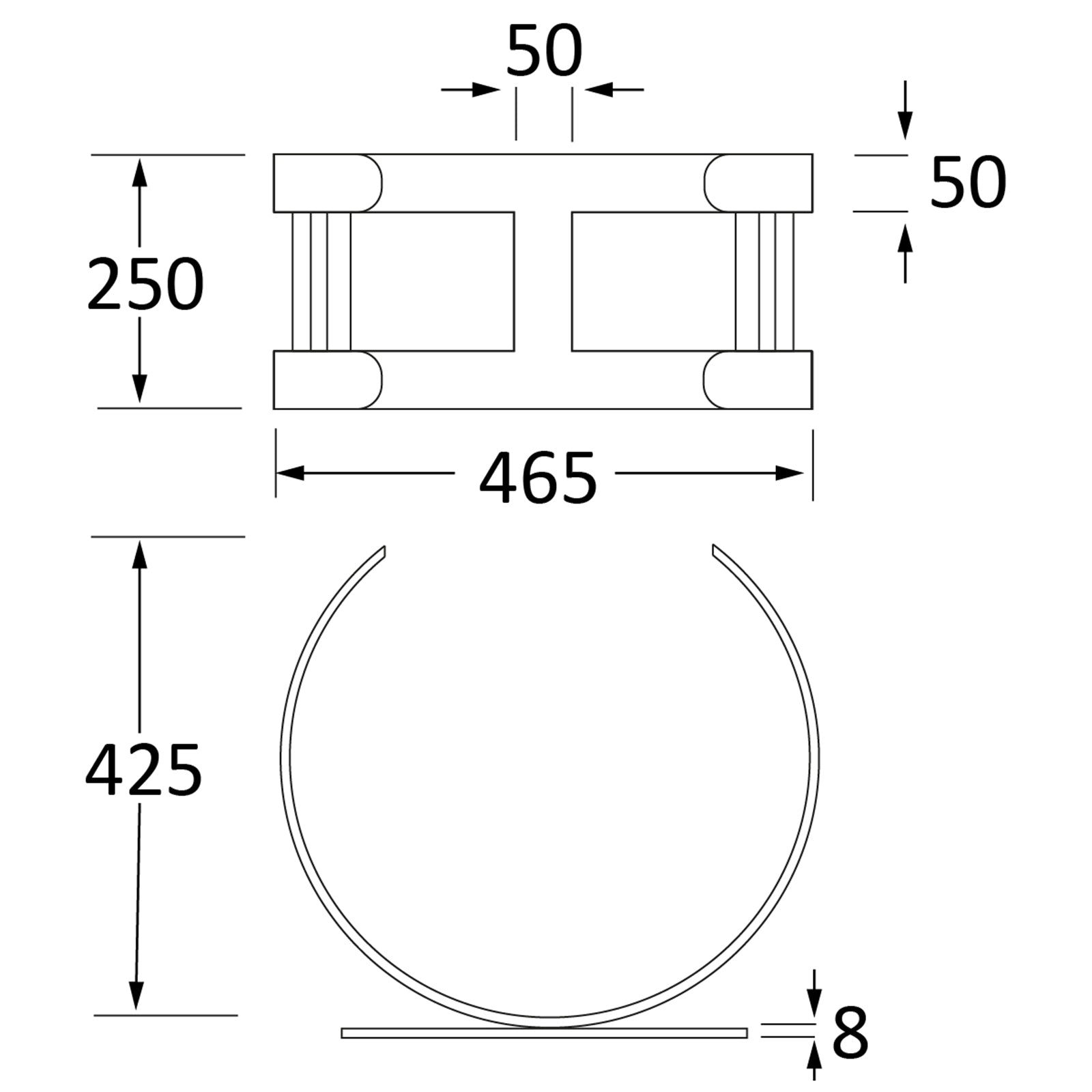 SHOW Techincal Dimensions of Small Curved Log Holder