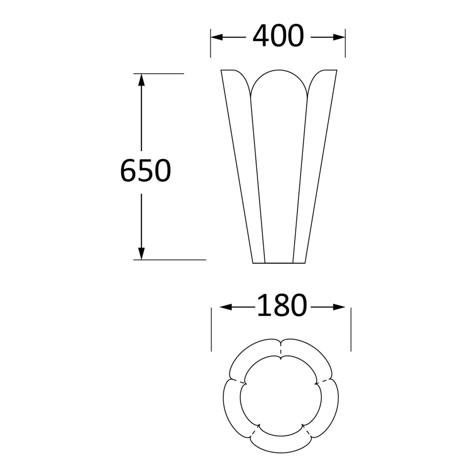 SHOW Techincal Dimensions of 40cm Flora Pot