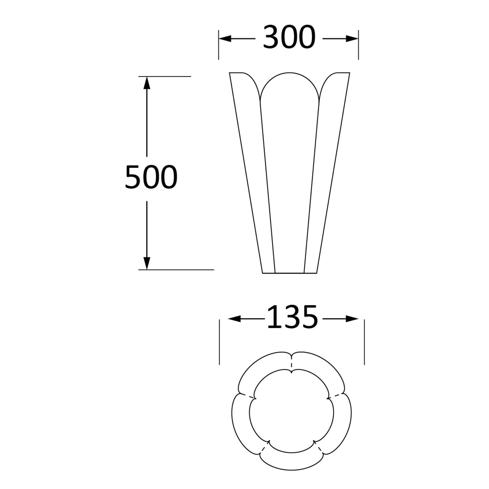 SHOW Techincal Dimensions of 30cm Flora Pot