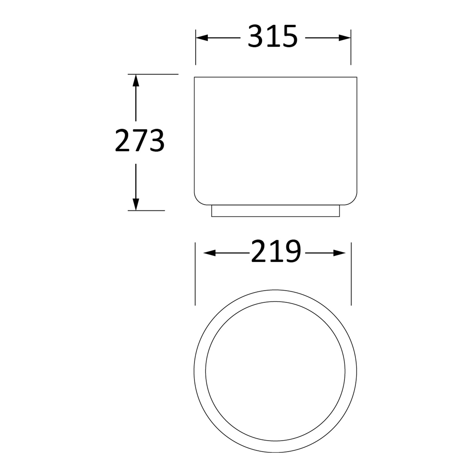 SHOW Techincal Dimensions of 28cm Newlyn Pot