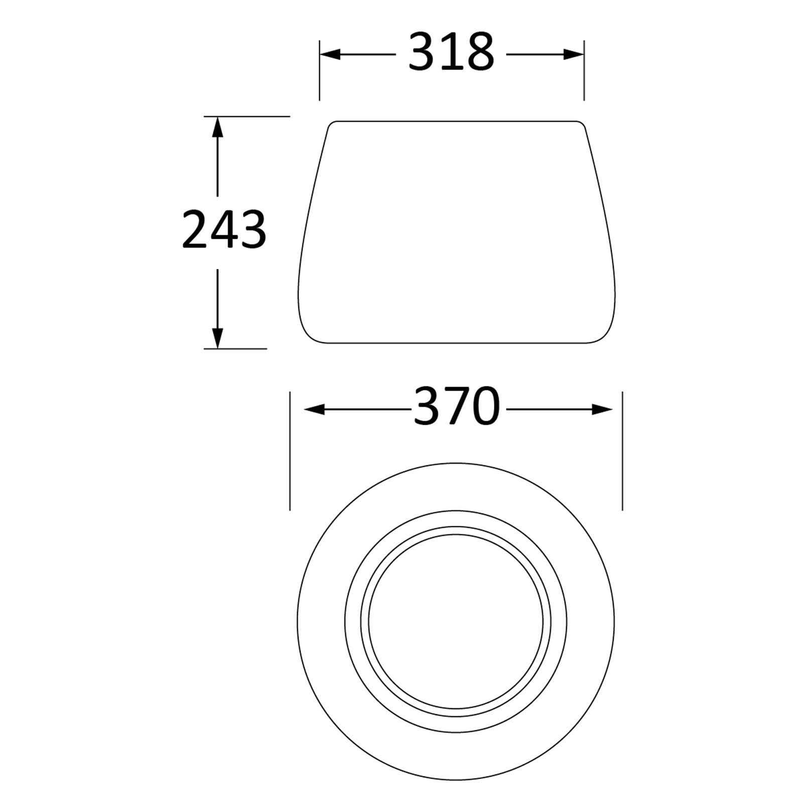 SHOW Techincal Dimensions of 28cm Hepworth Pot