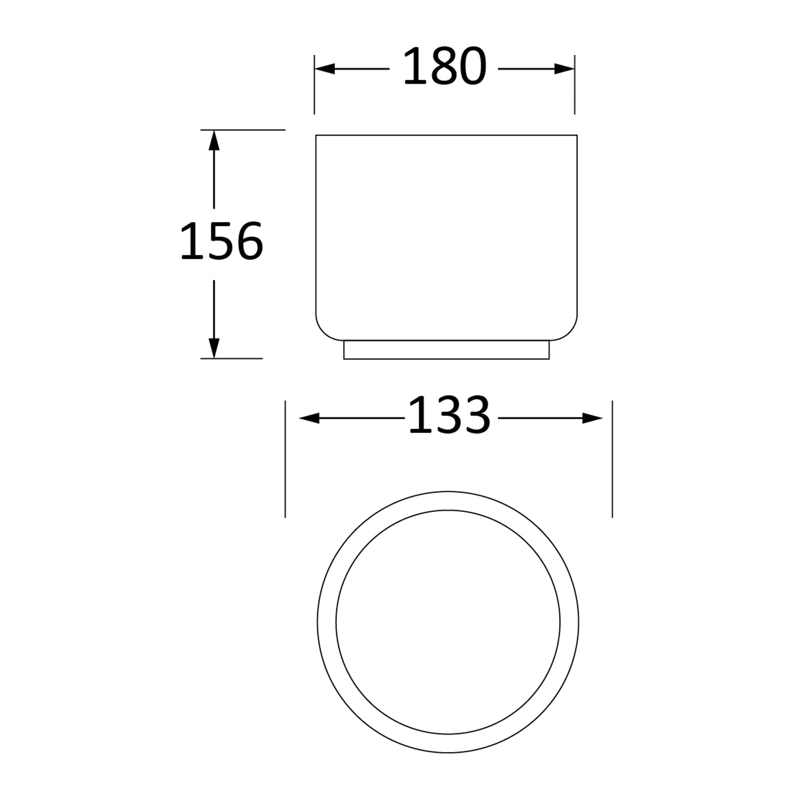 SHOW Techincal Dimensions of 16cm Newlyn Pot