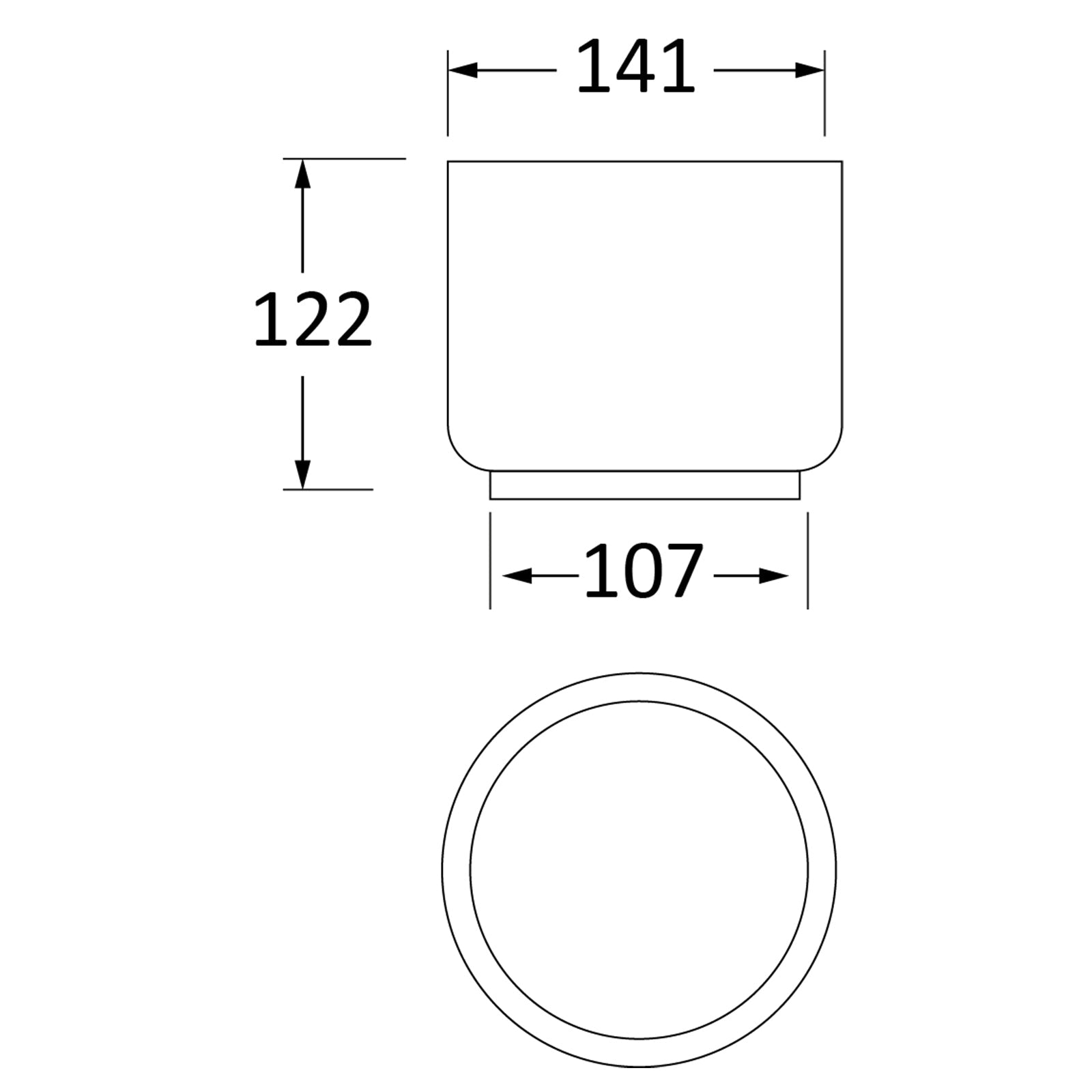 SHOW Techincal Dimensions of 12.5cm Newlyn Pot