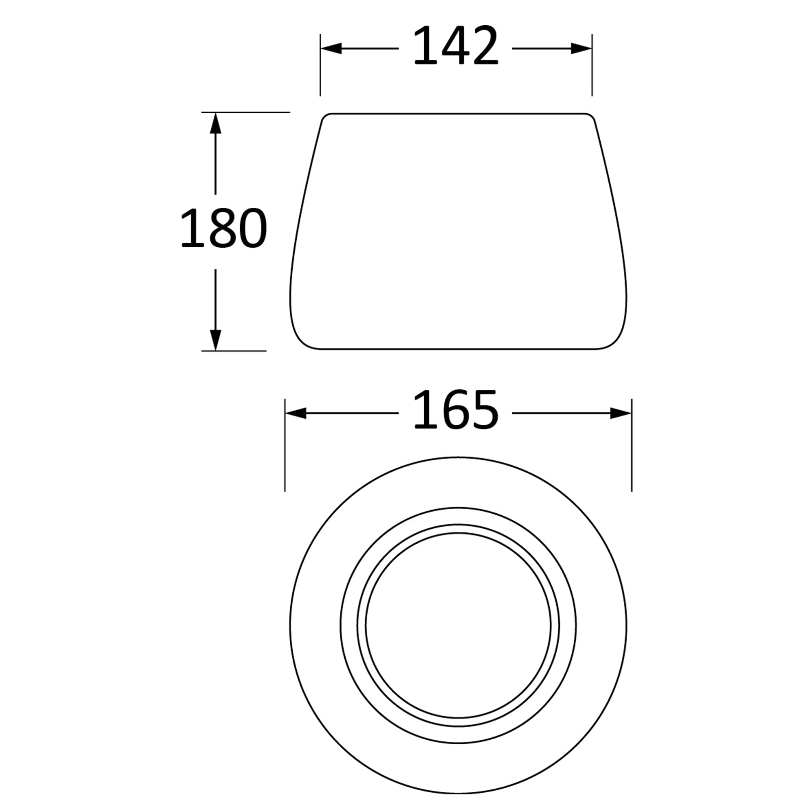 SHOW Techincal Dimensions of 12.5cm Hepworth Pot