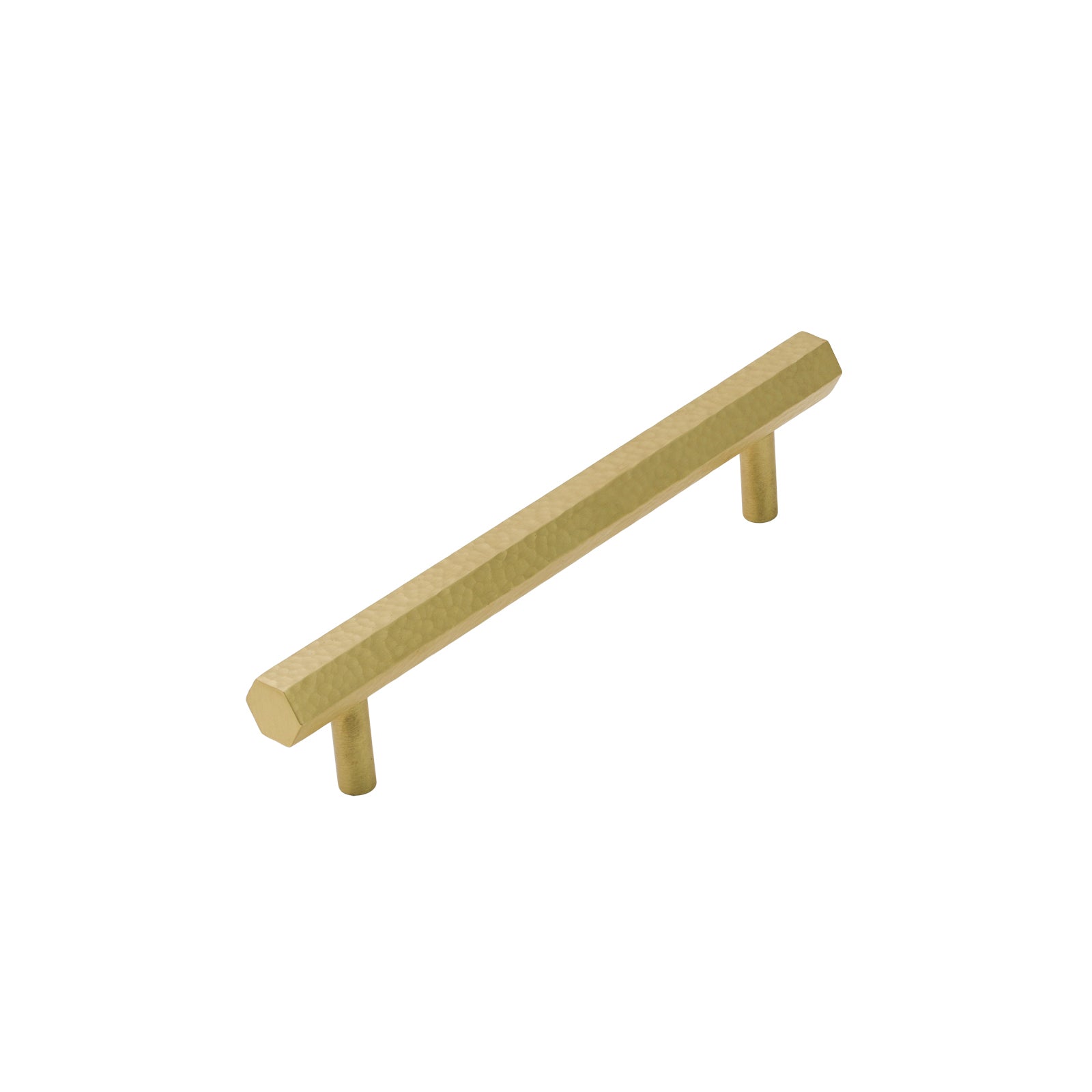 Image of 170mm Satin Brass Hammered Hexagonal Pull Handles