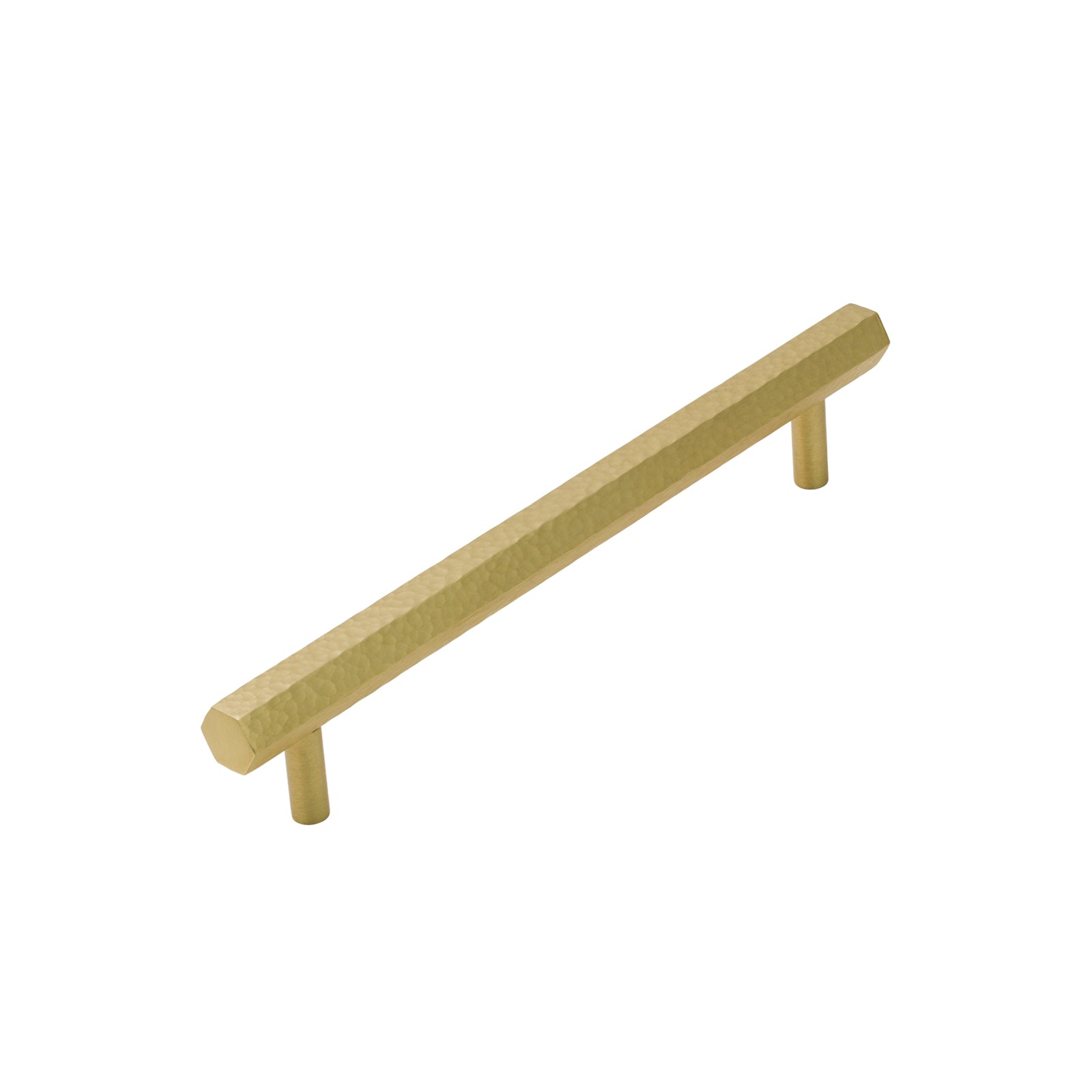 Image of 200mm Satin Brass Hammered Hexagonal Pull Handles