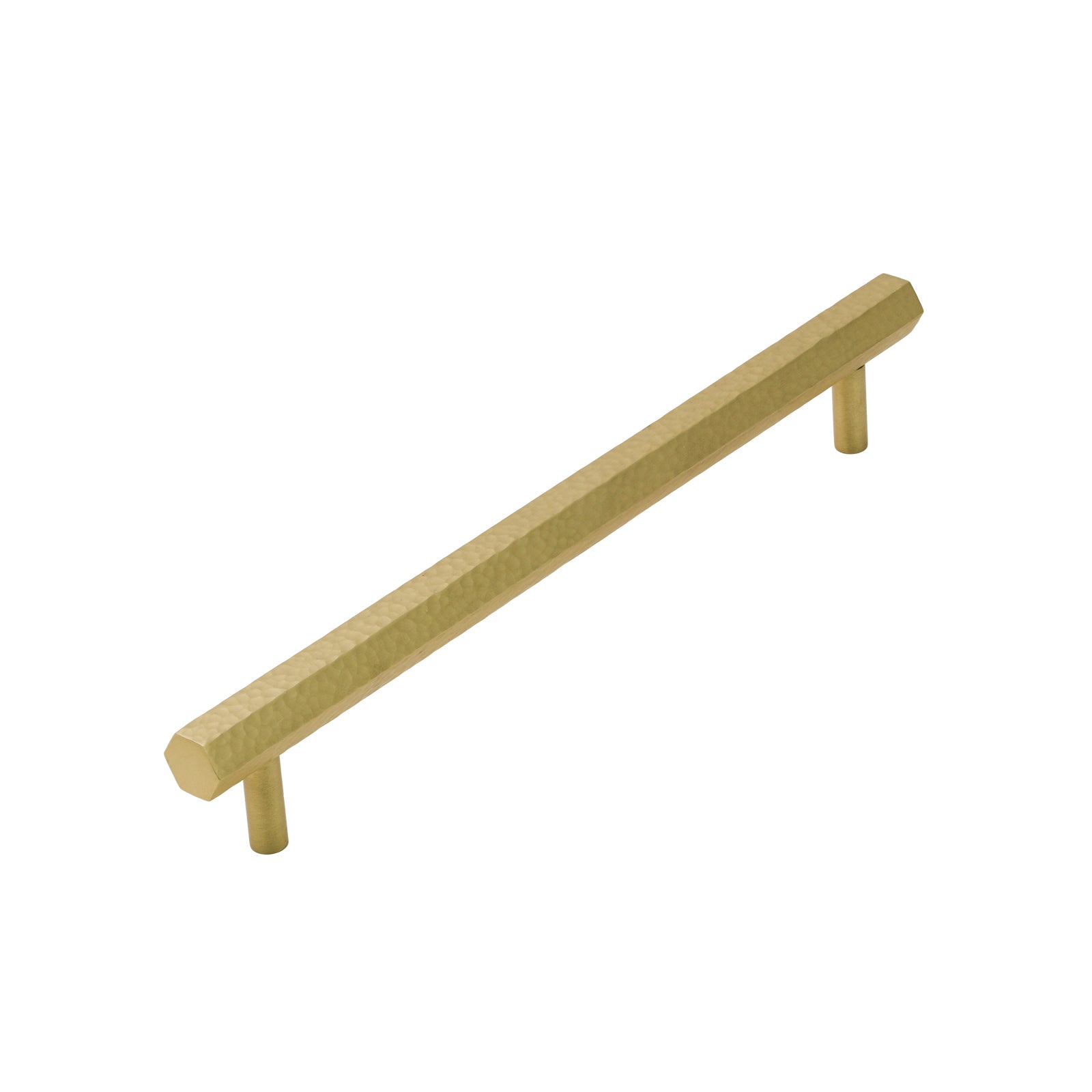 Image of 229mm Satin Brass Hammered Hexagonal Pull Handles