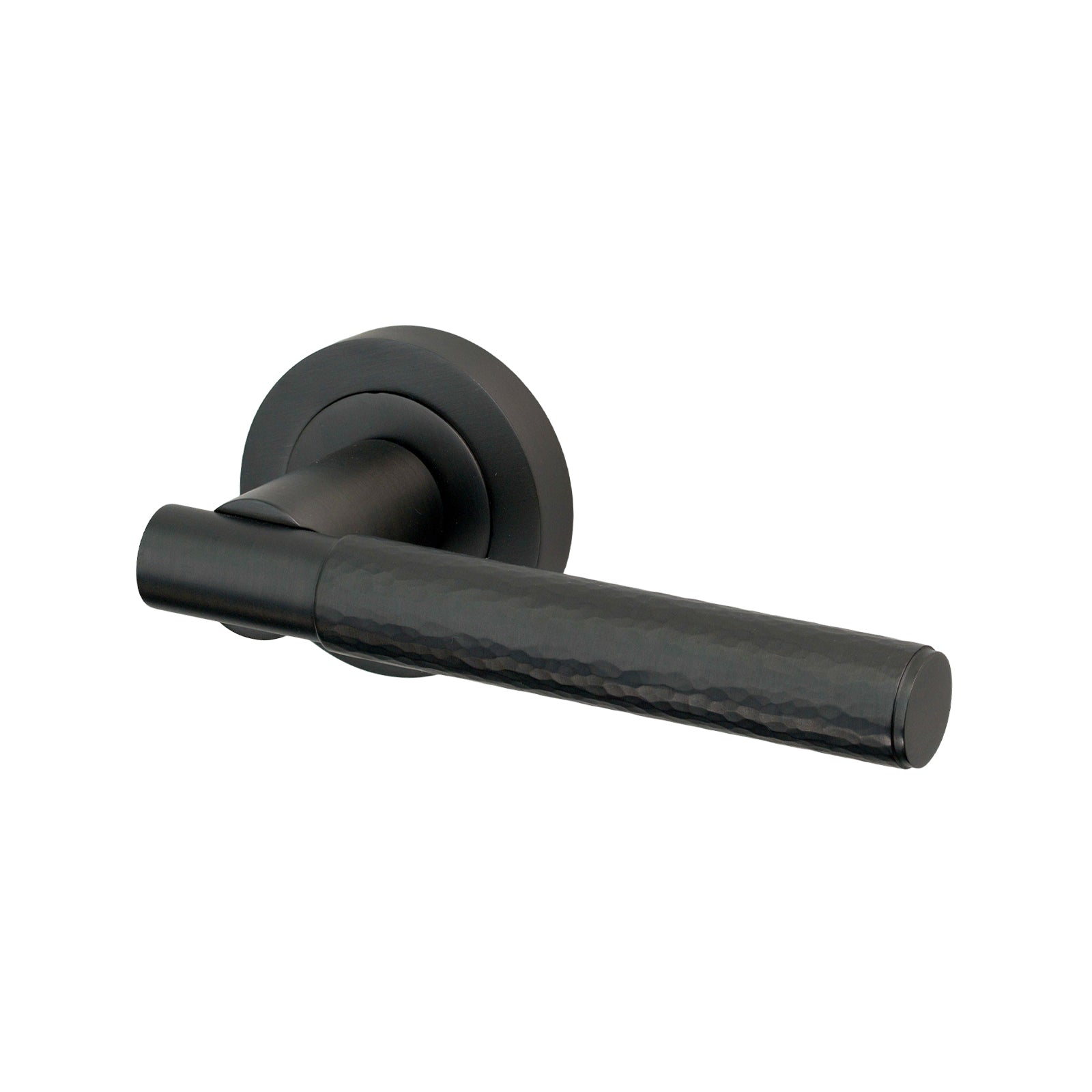 Image of Hammered Lever On Rose Door Handle in Matt Bronze finish