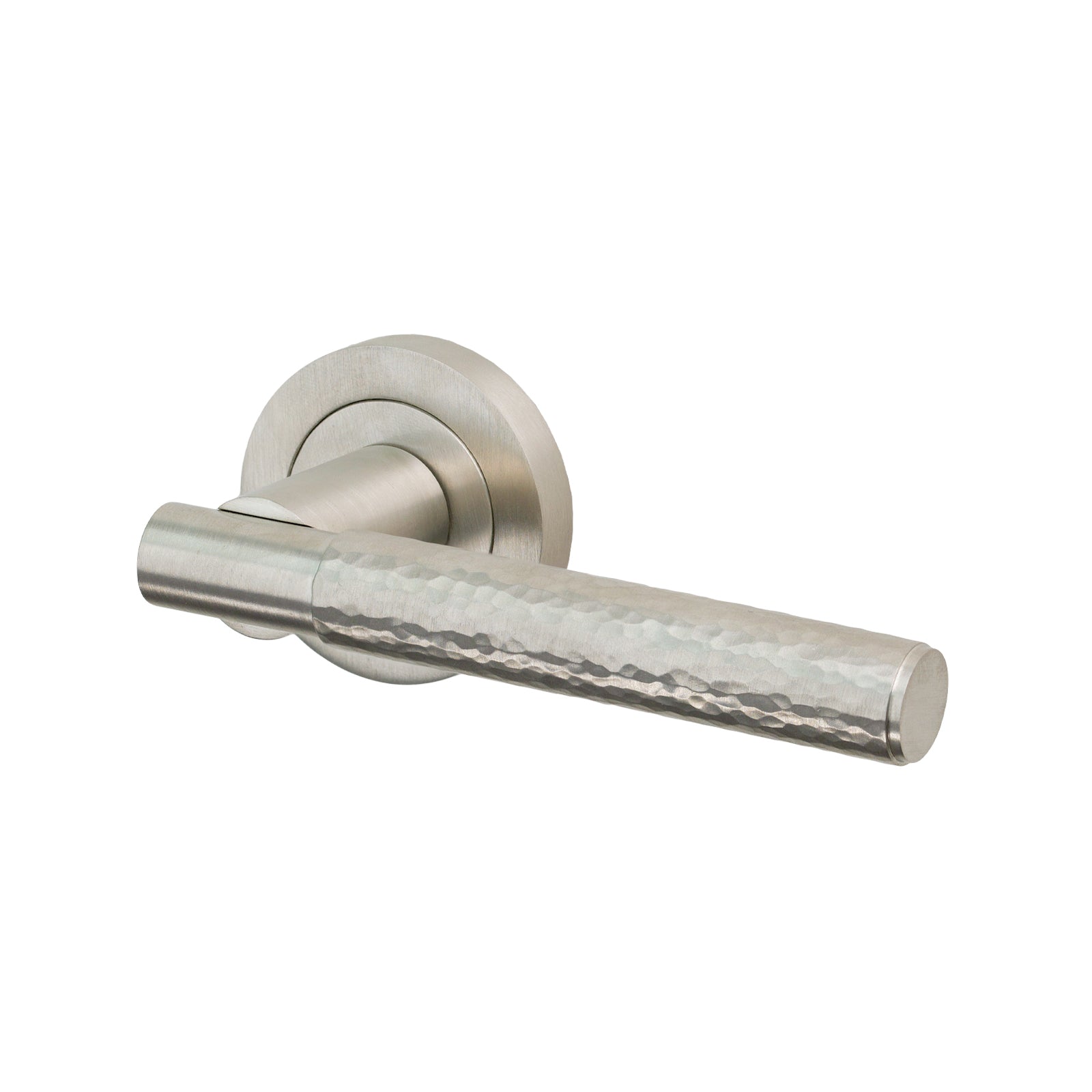 Image of Hammered Lever On Rose Door Handle in Satin Nickel finish