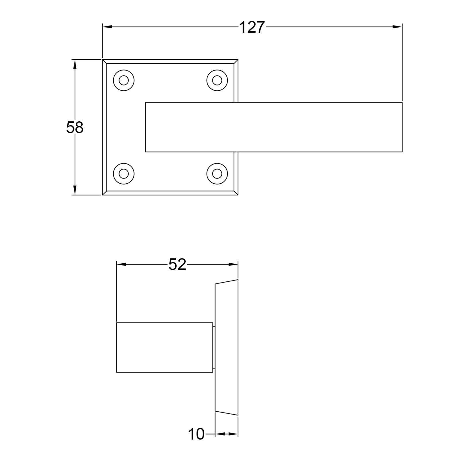 Hanwood lever on rose handles dimension drawing SHOW