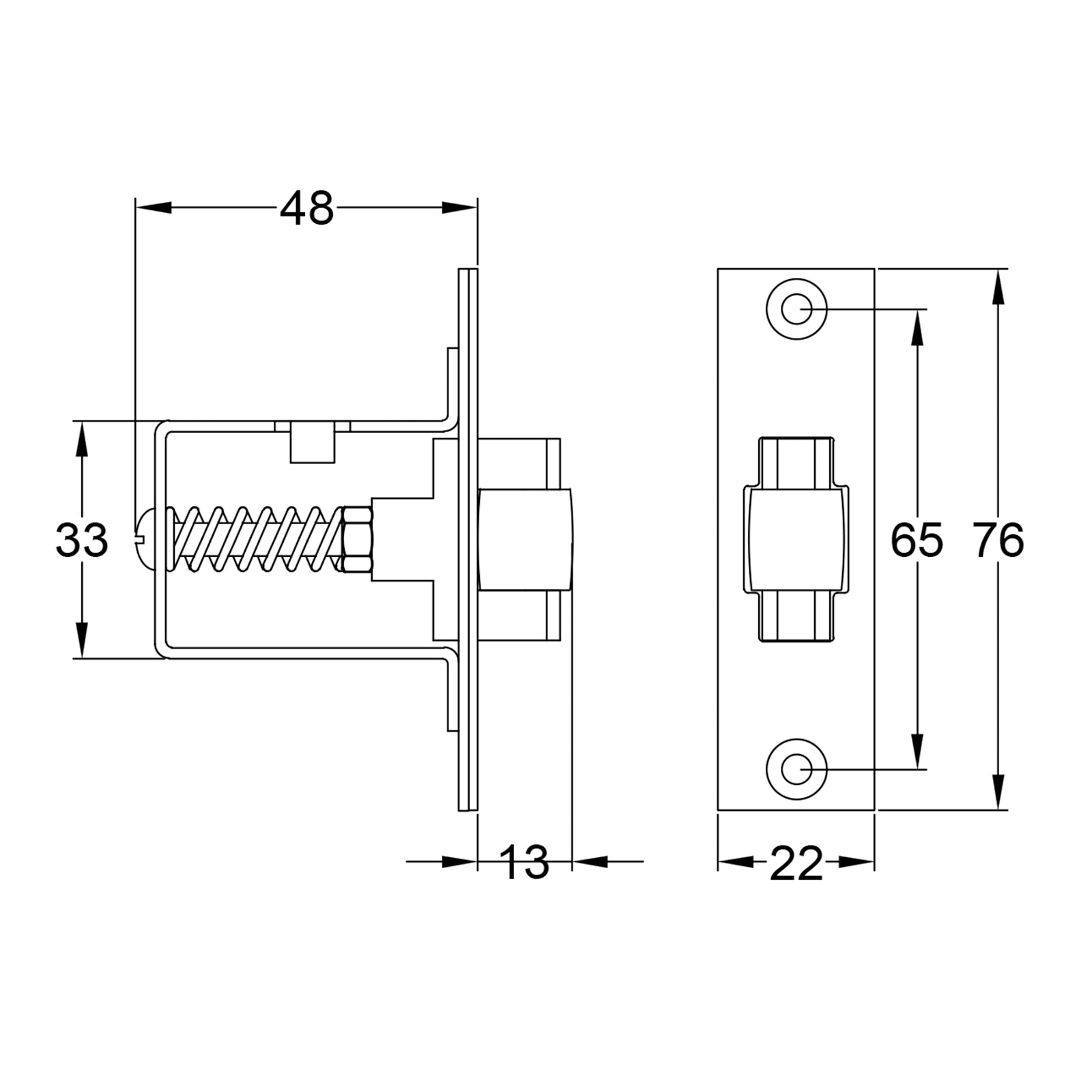 SHOW Technical Drawing of Adjustable Roller Catch