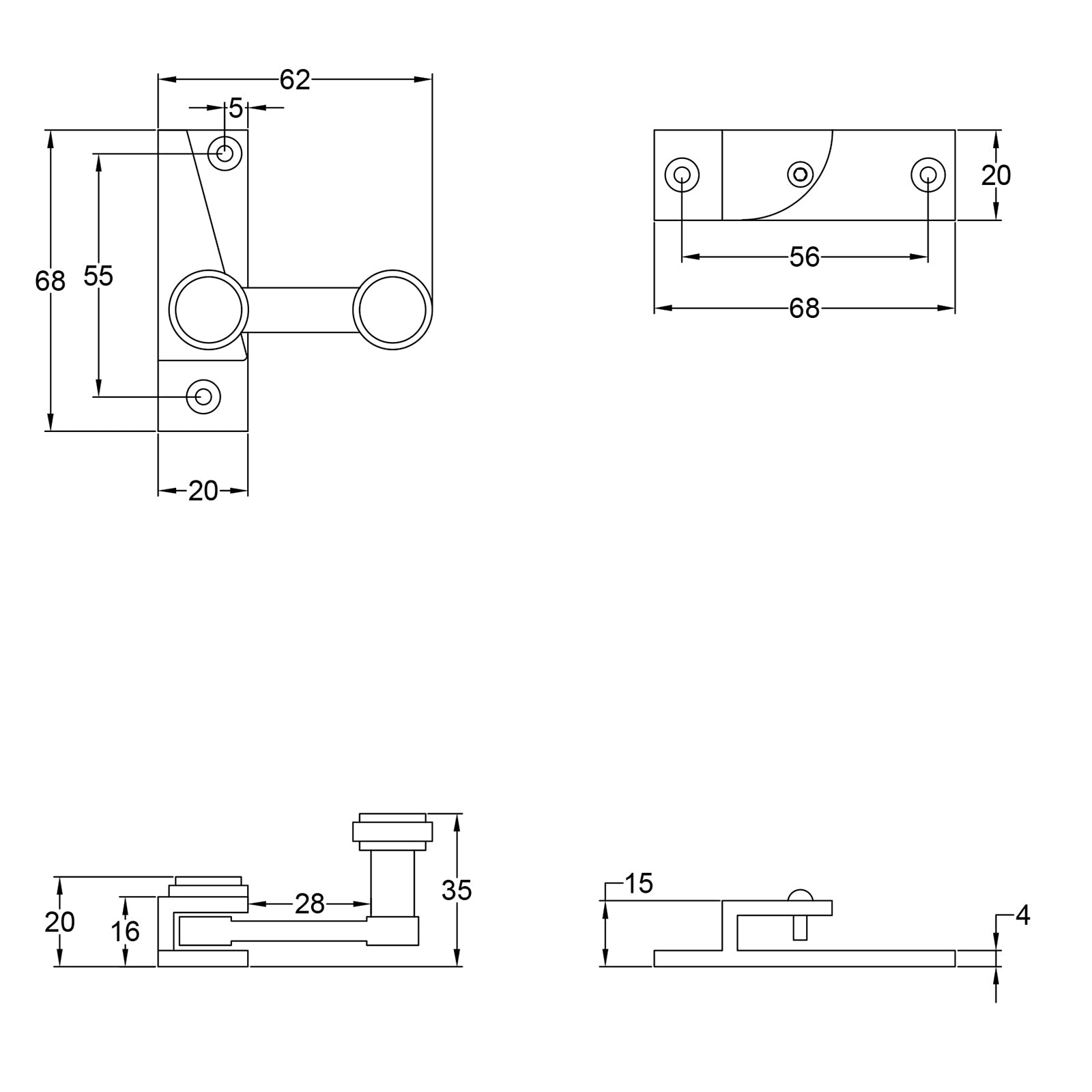 classic hook plate fastener lock for sash window dimension drawing SHOW