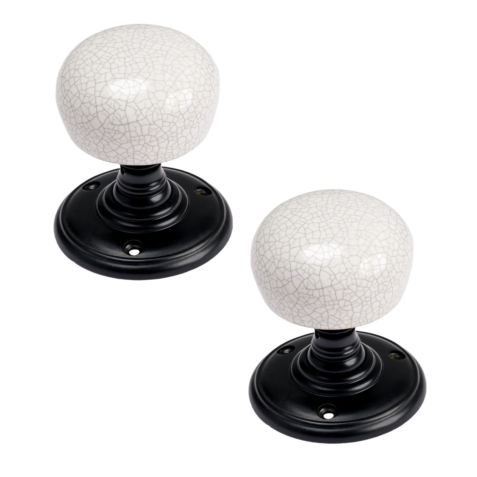 SHOW Image of Matt Black Skipton White Crackle Door Knob on Rose