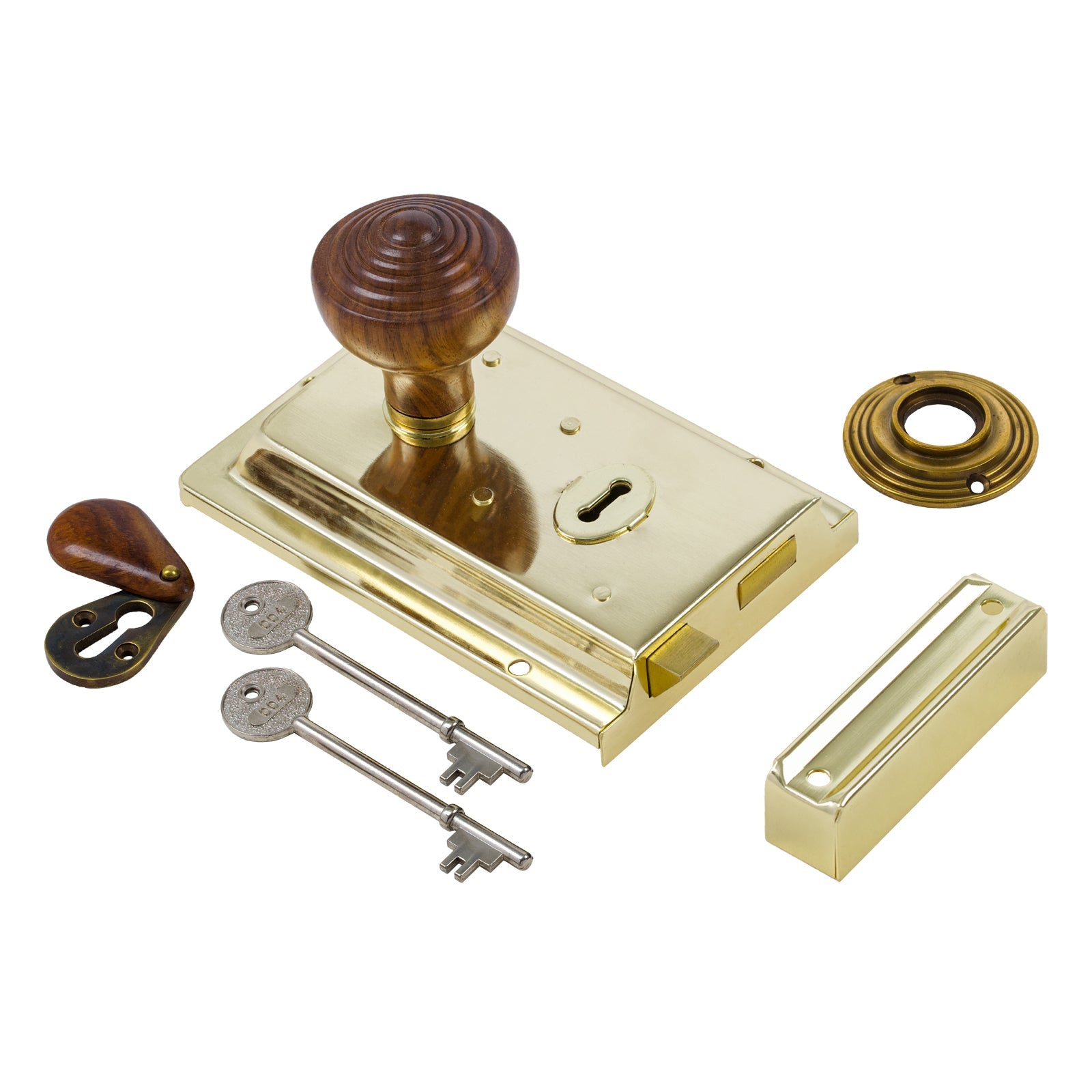 Classic Polished Brass Rim Lock & Knob Sets