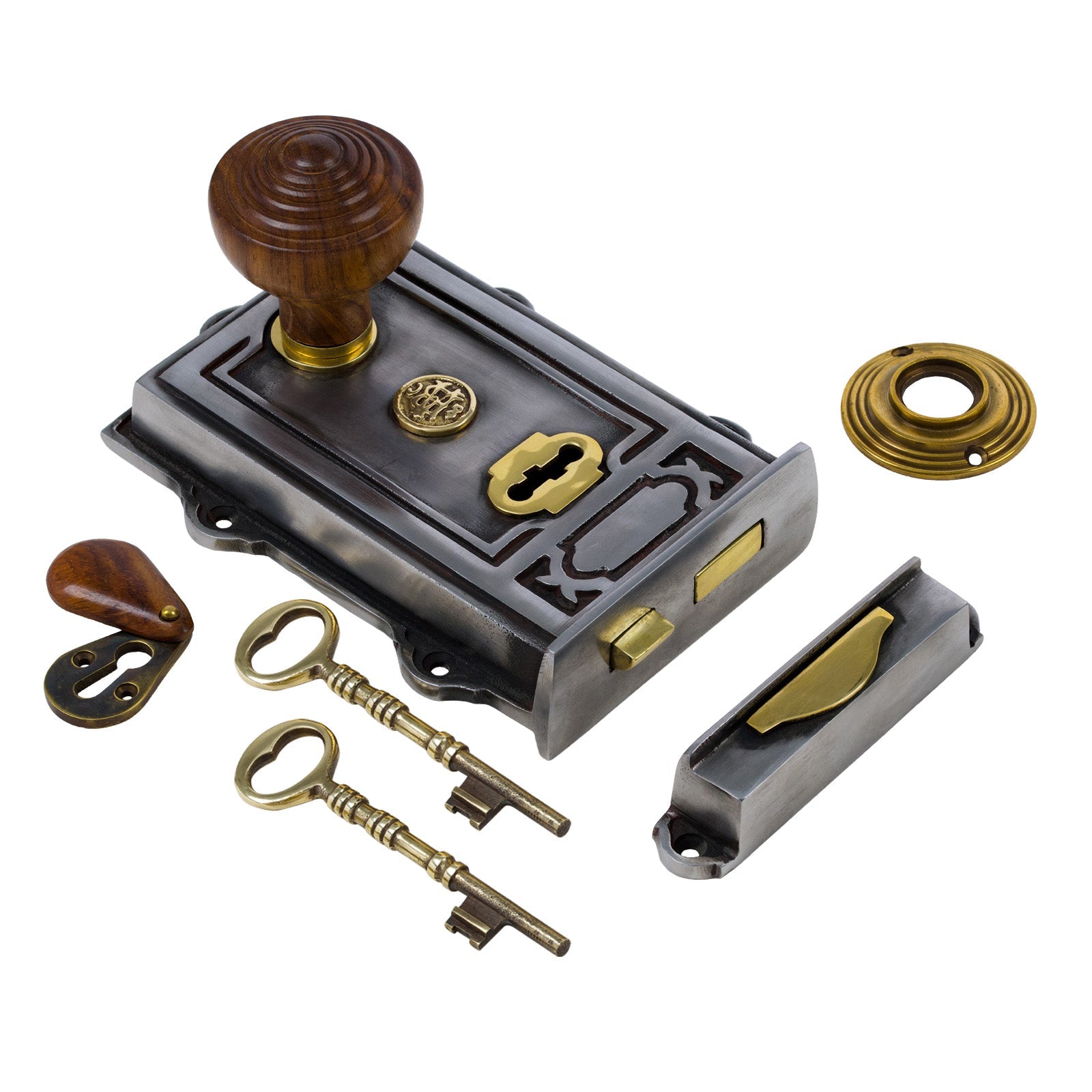 Ornate Iron Rim Lock & Knob Sets