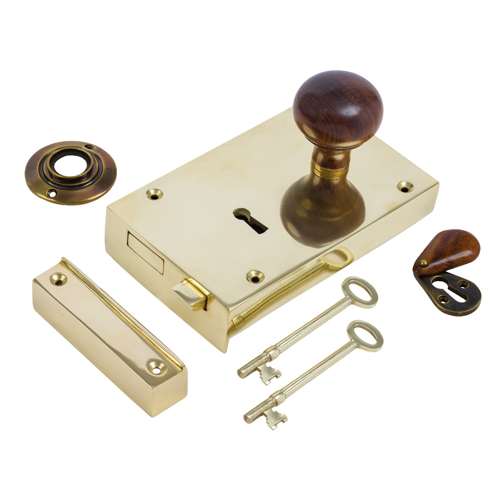 Large Brass Rim Lock & Knob Sets