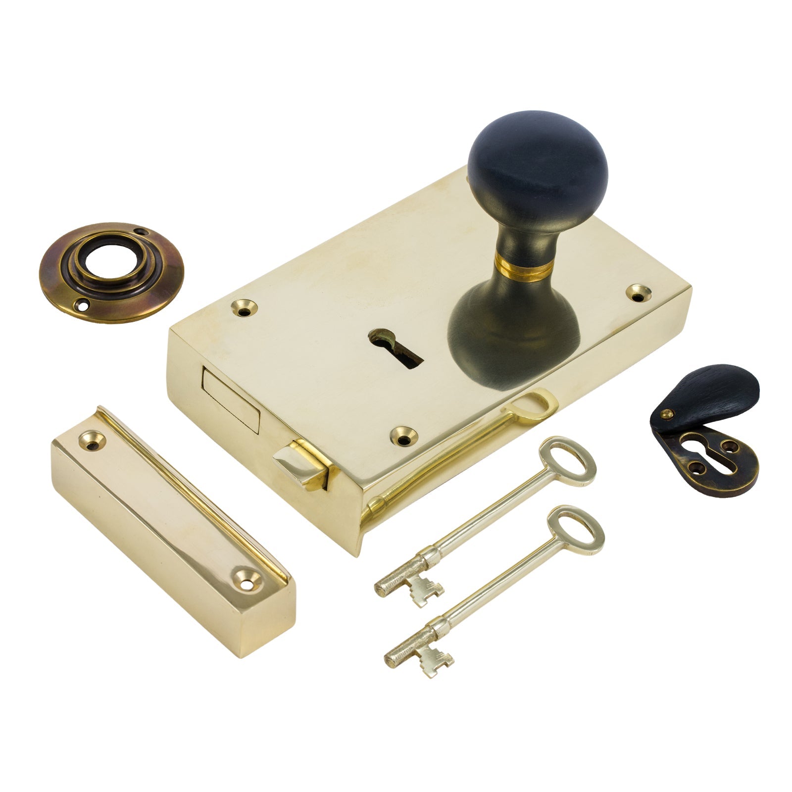 Large Brass Rim Lock & Knob Sets