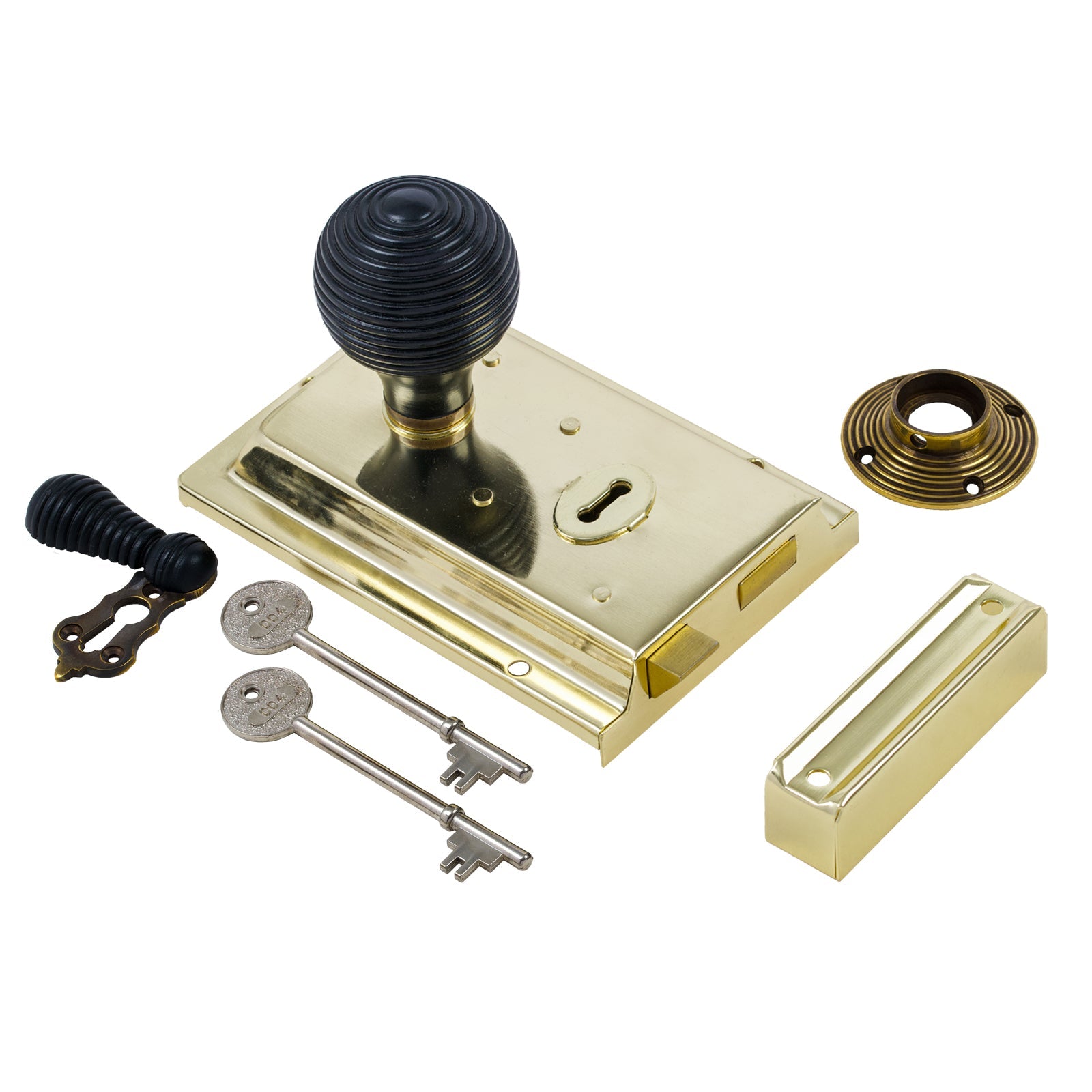 Classic Polished Brass Rim Lock & Knob Sets