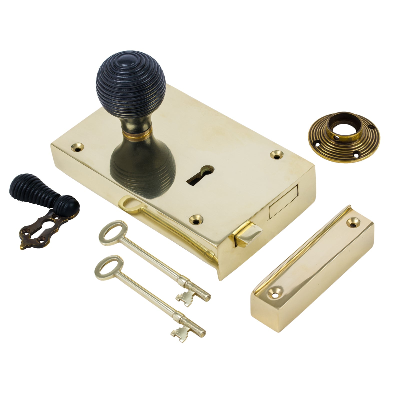 Large Brass Rim Lock & Knob Sets