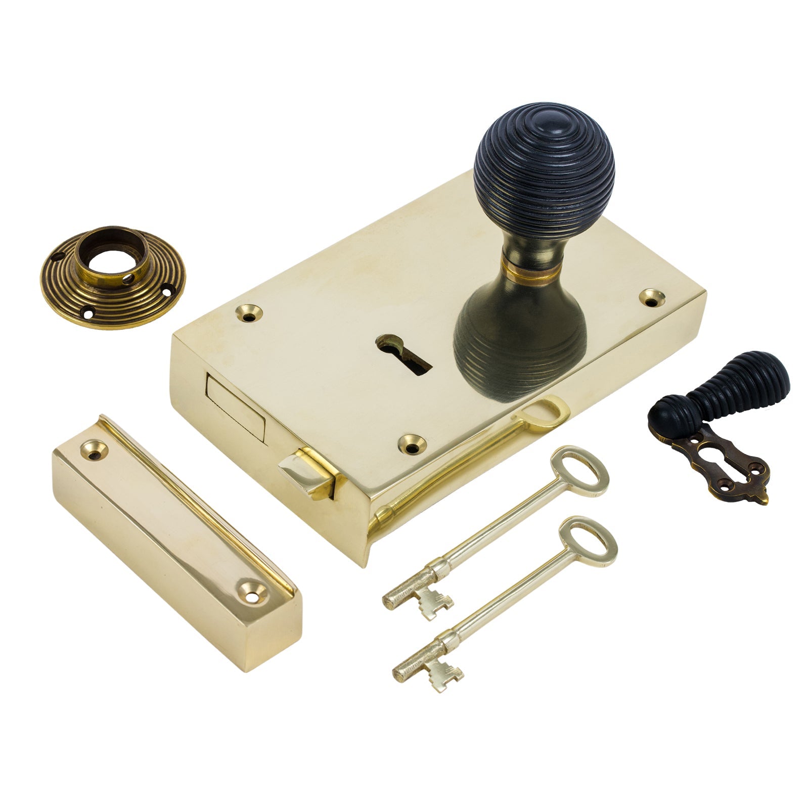 Large Brass Rim Lock & Knob Sets