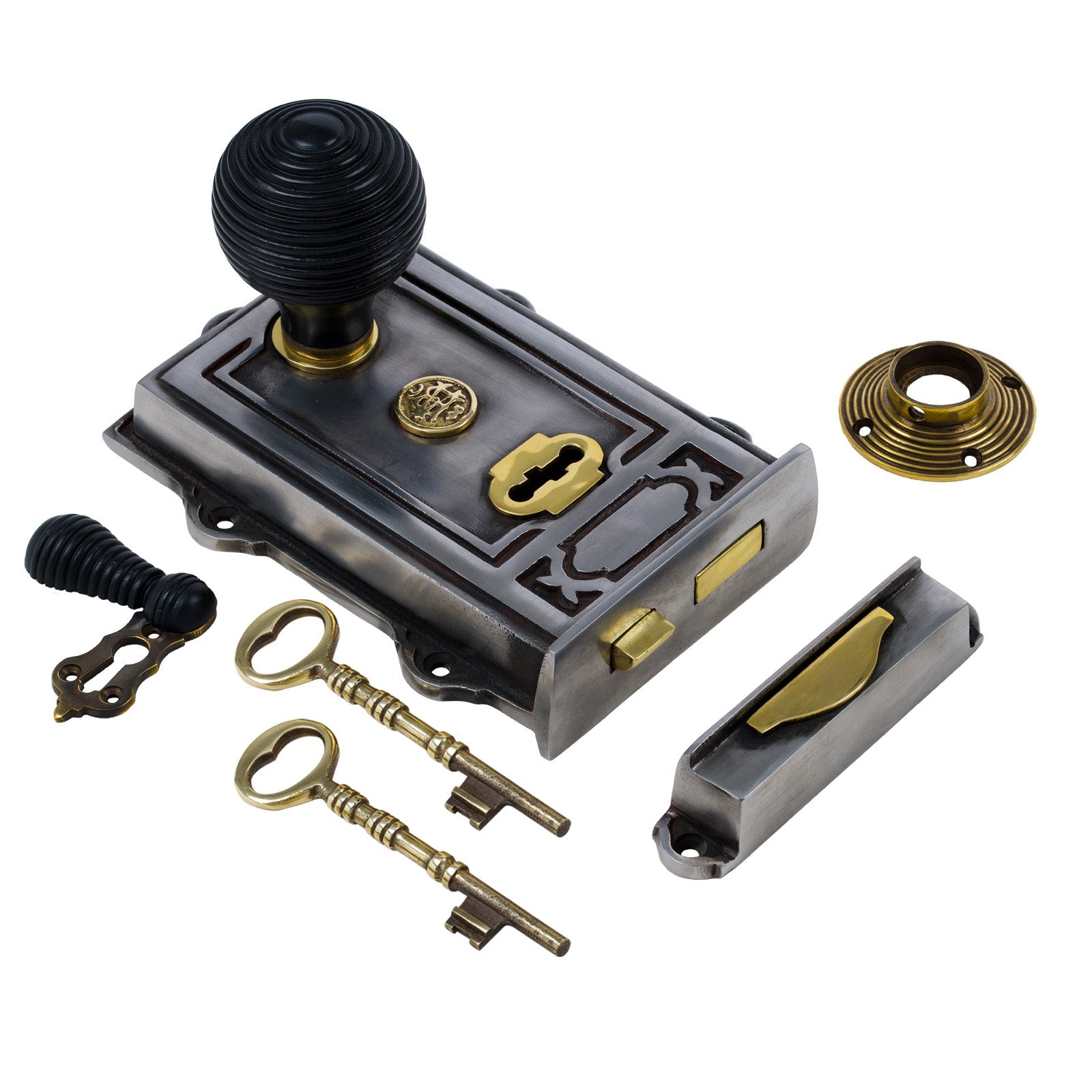 Ornate Iron Rim Lock & Knob Sets