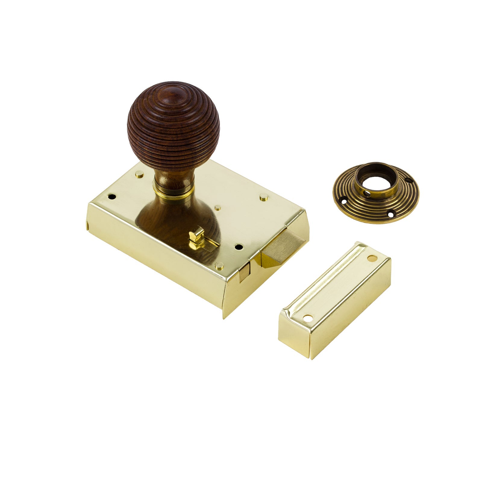 Classic Polished Brass Bathroom Rim Lock & Knob Sets