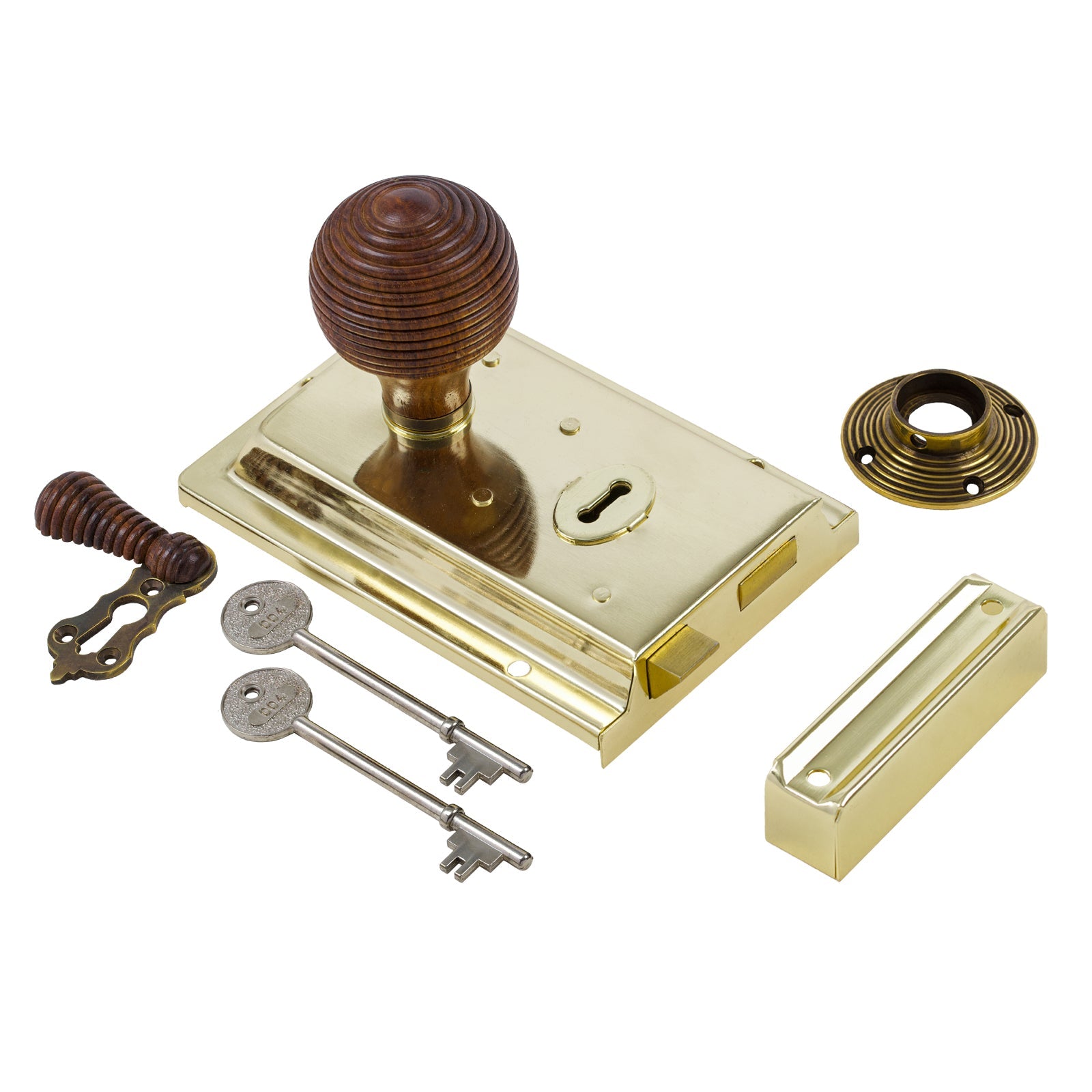 Classic Polished Brass Rim Lock & Knob Sets