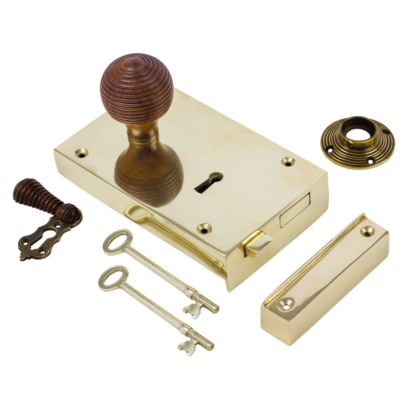 Large Brass Rim Lock & Knob Sets