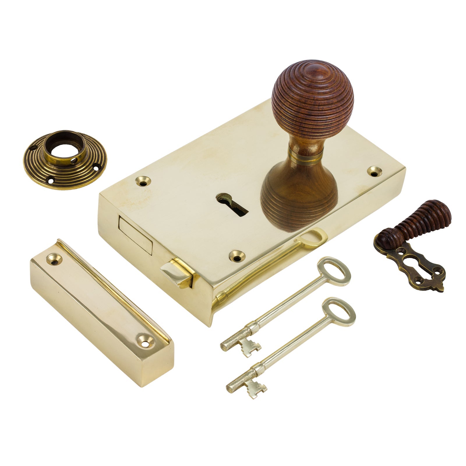 Large Brass Rim Lock & Knob Sets