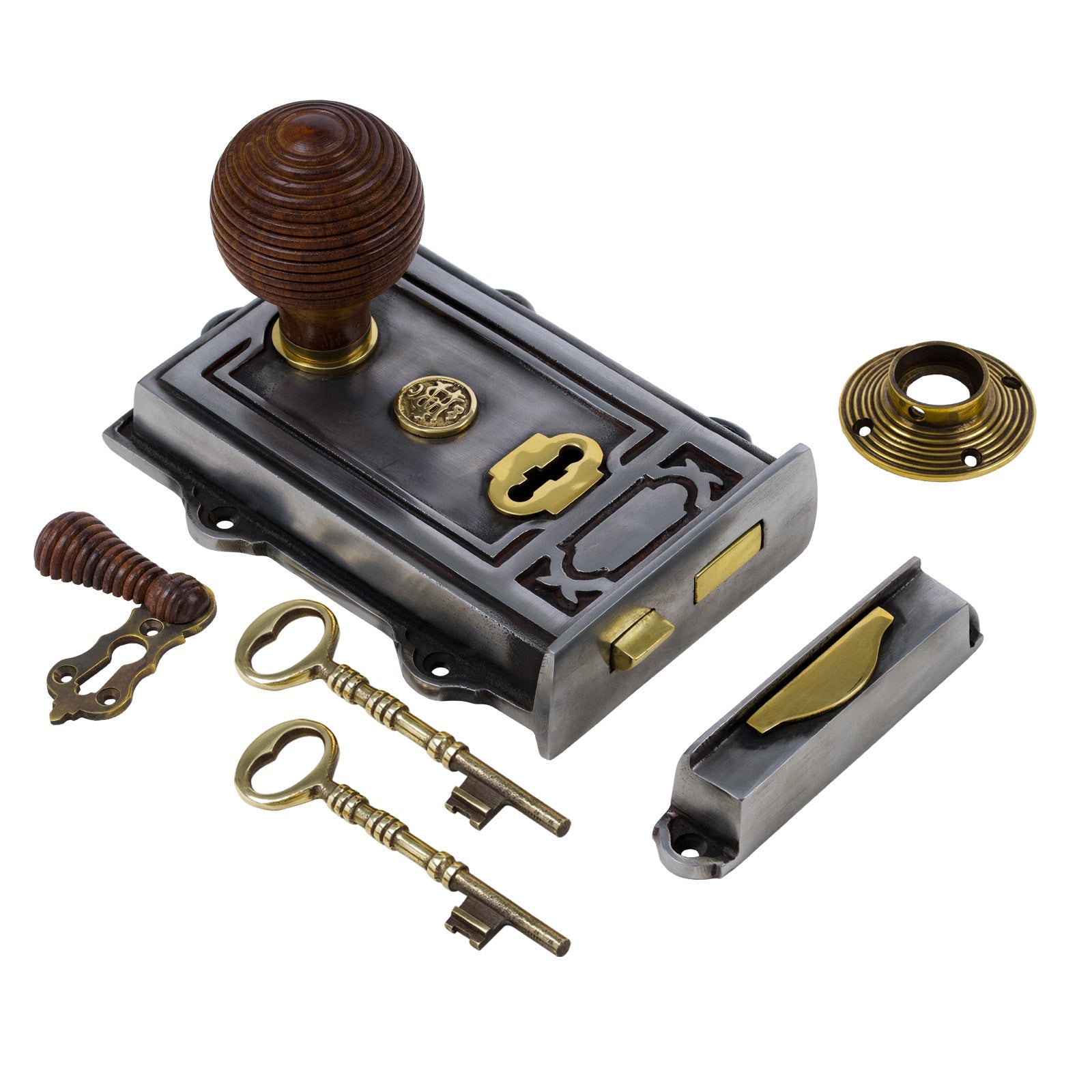 Ornate Iron Rim Lock & Knob Sets