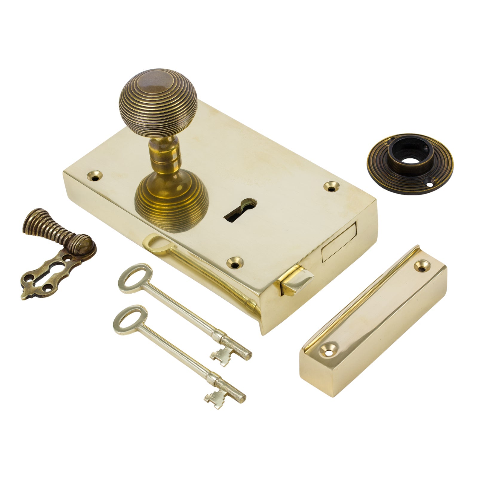 Large Brass Rim Lock & Knob Sets