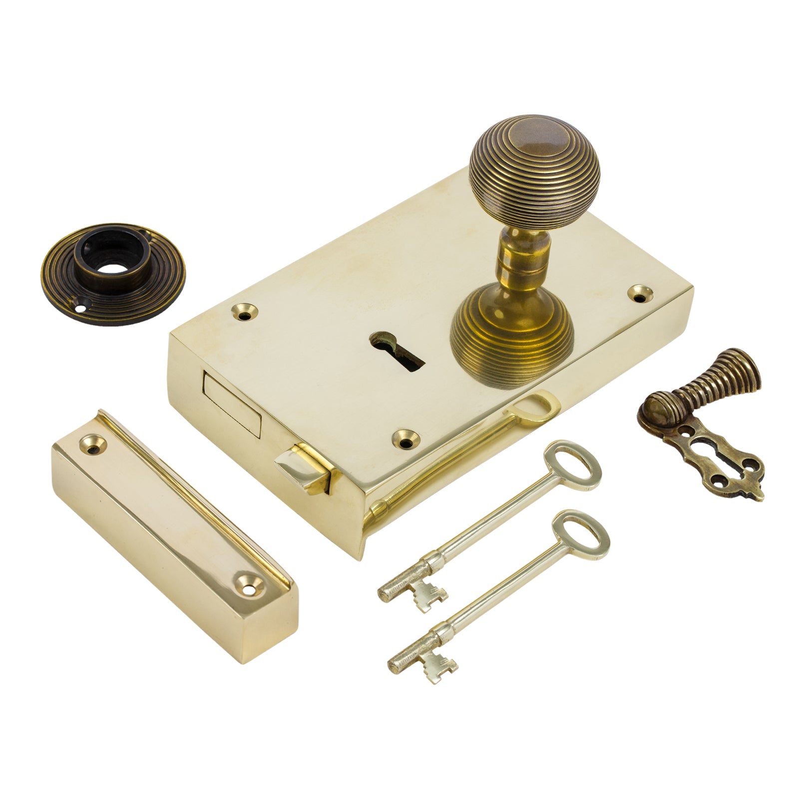 Large Brass Rim Lock & Knob Sets