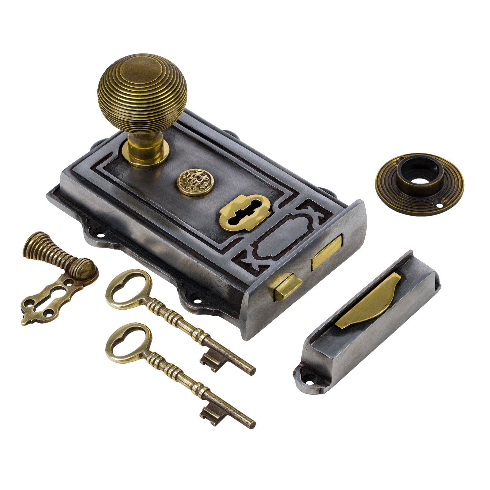 Ornate Iron Rim Lock & Knob Sets