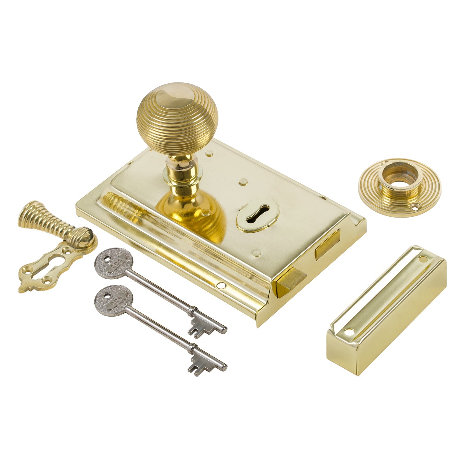 Classic Polished Brass Rim Lock & Knob Sets