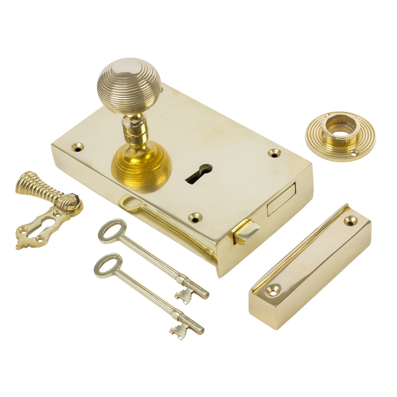 Large Brass Rim Lock & Knob Sets