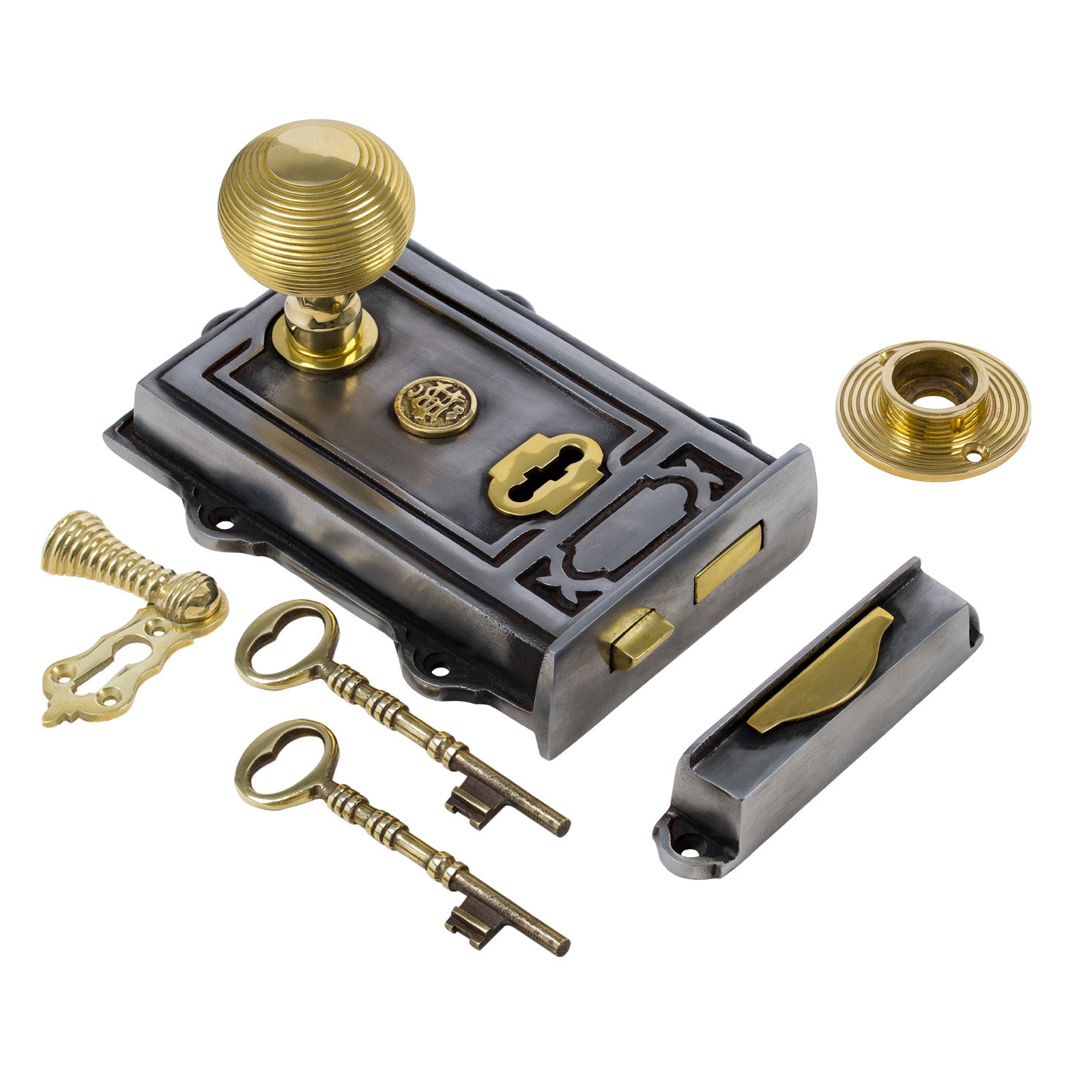 Ornate Iron Rim Lock & Knob Sets