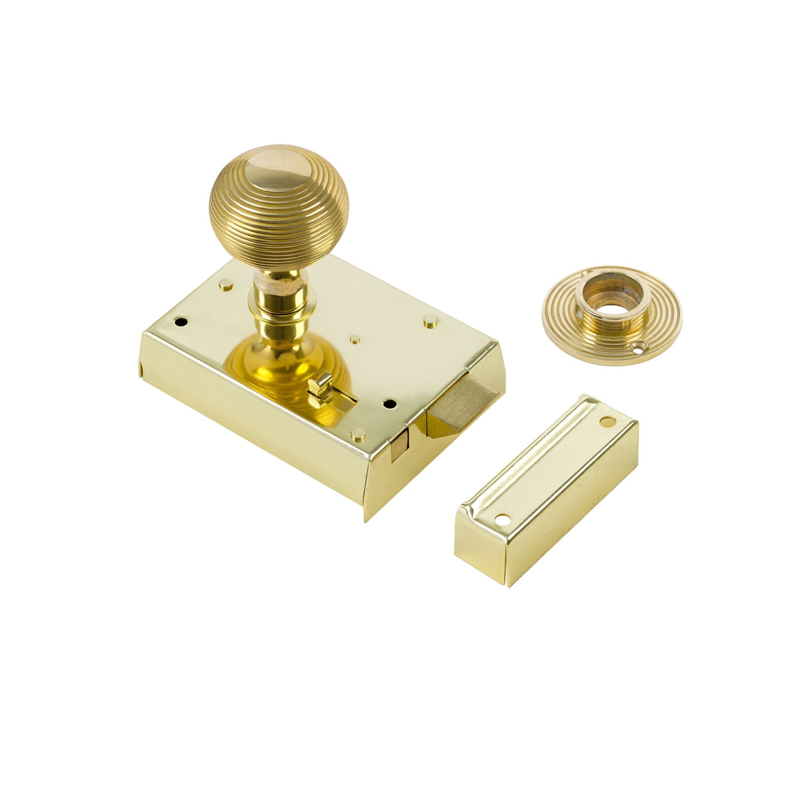 Classic Polished Brass Bathroom Rim Lock & Knob Sets