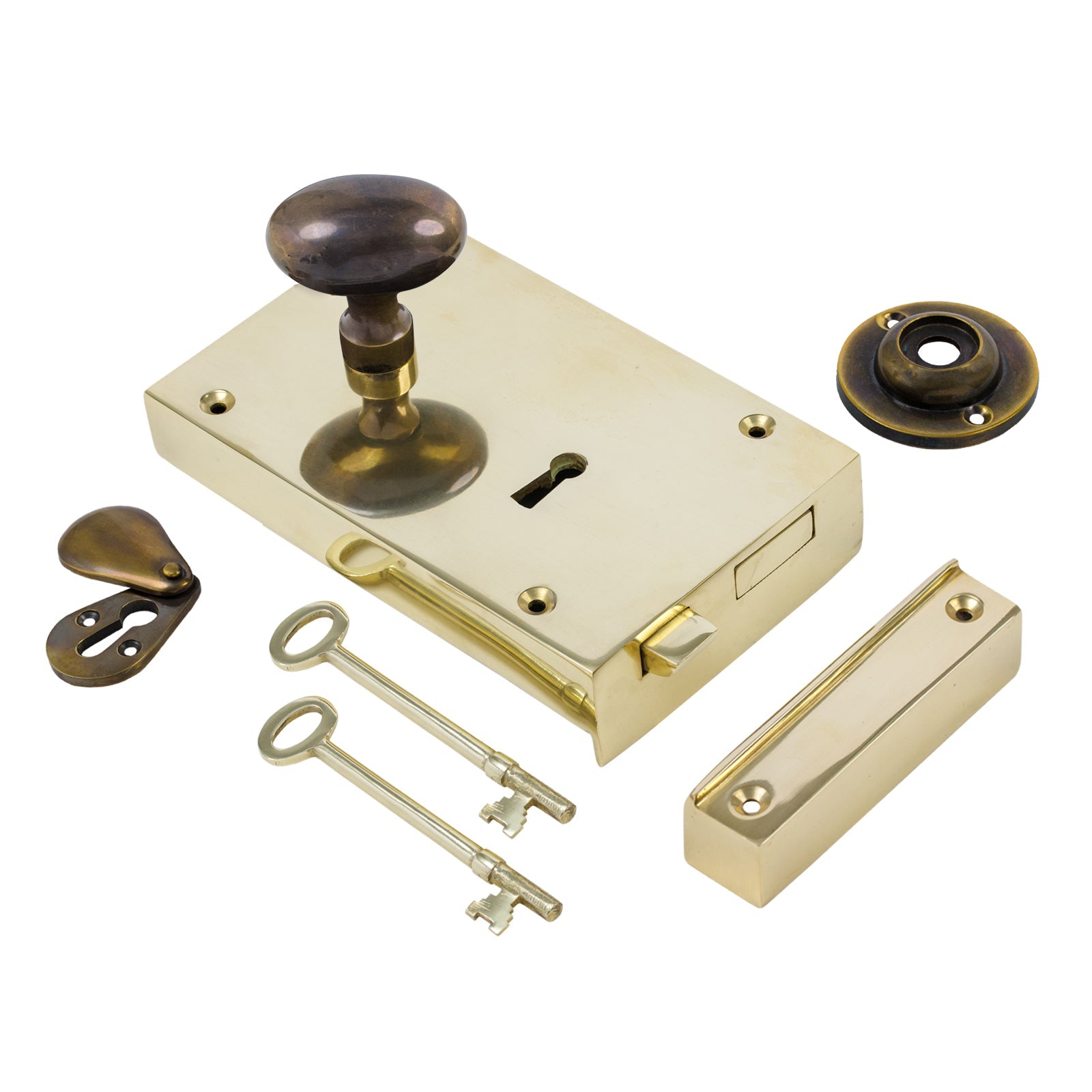 Large Brass Rim Lock & Knob Sets