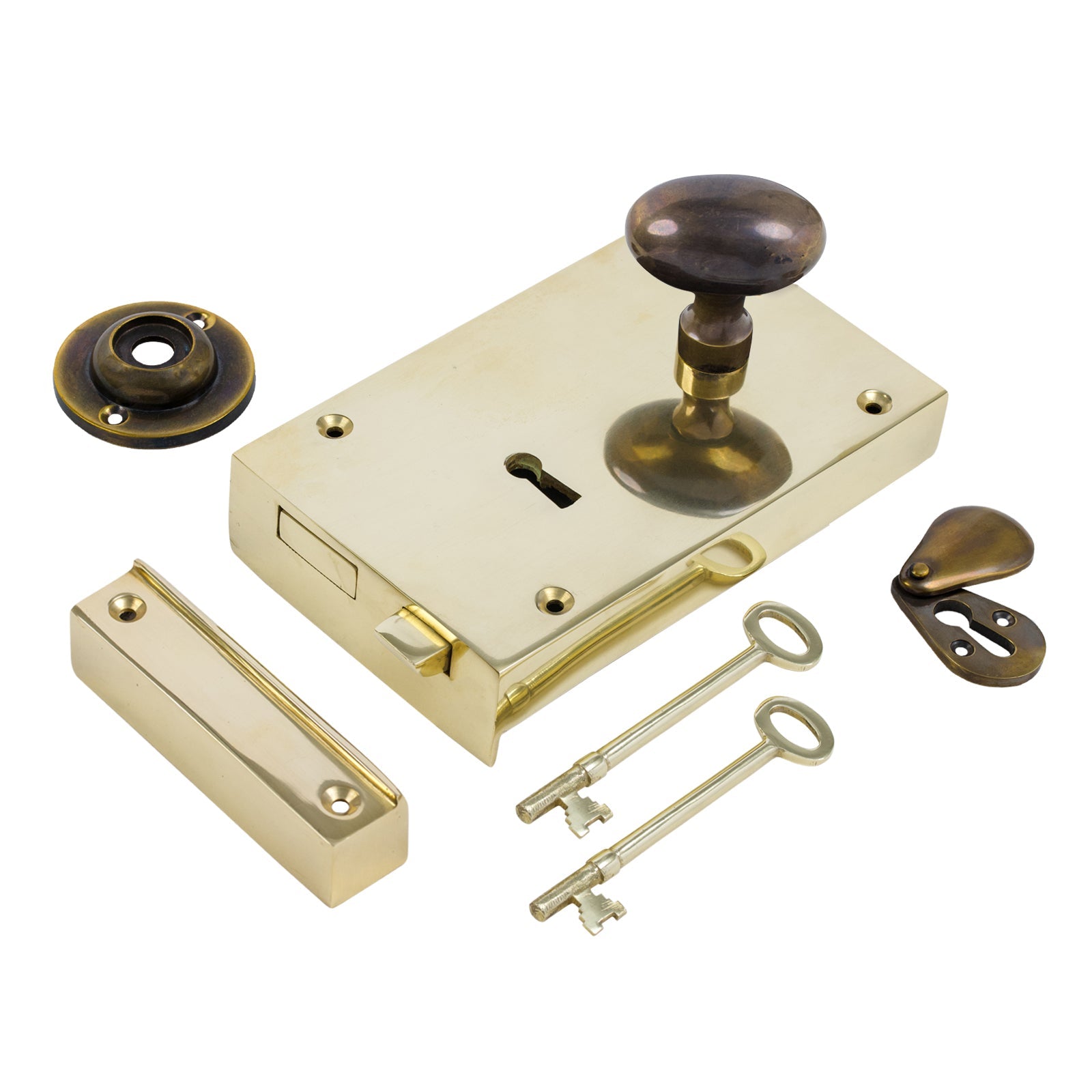 Large Brass Rim Lock & Knob Sets